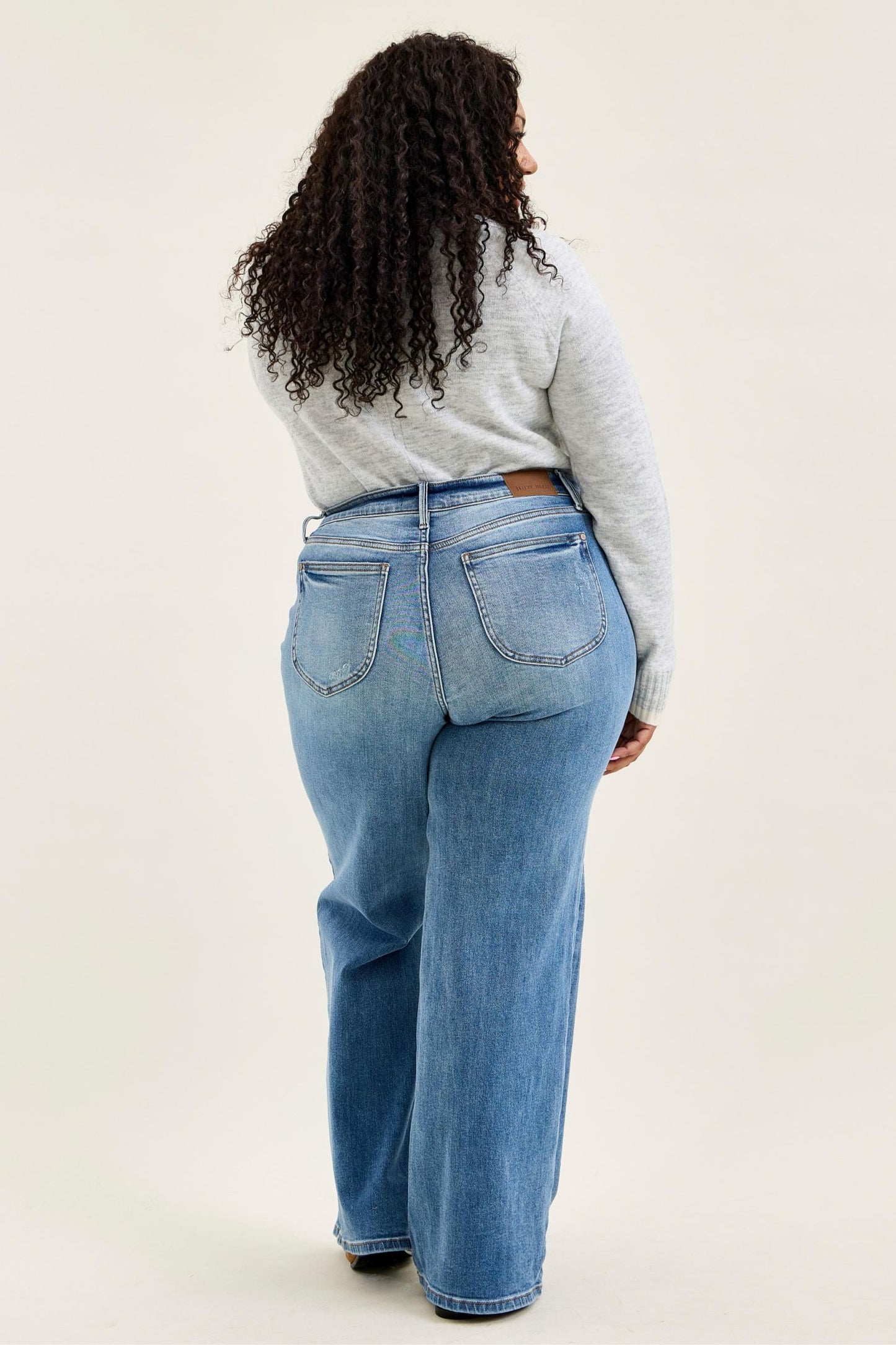 Judy Blue High Waist Vintage Wash Wide Leg Jeans