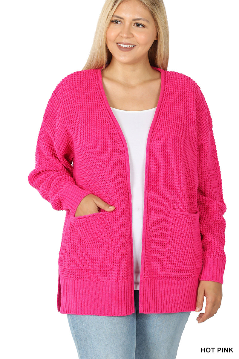 Zenana Waffle Open Front Cardigan