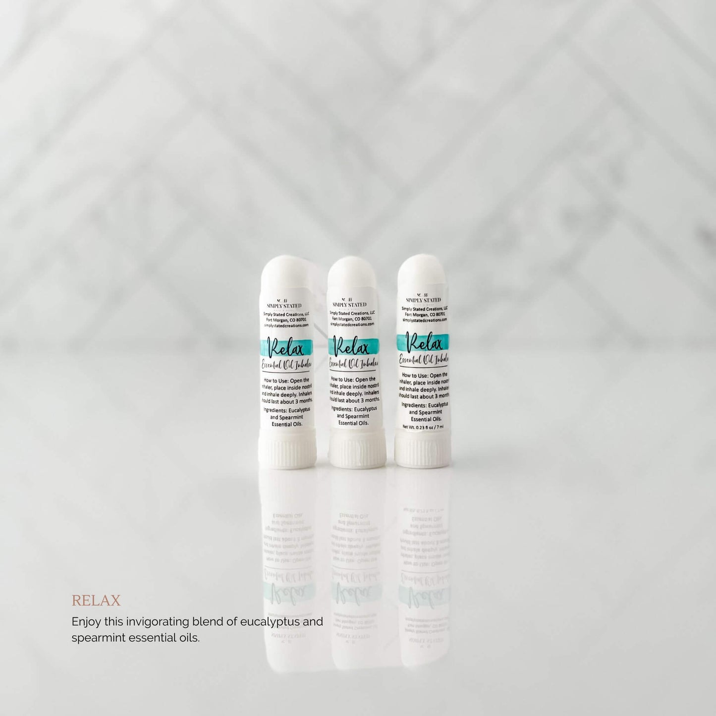 Aromatherapy Inhaler in Relax. Enjoy this invigorating blend of eucalytpus and spearmint essential oils.