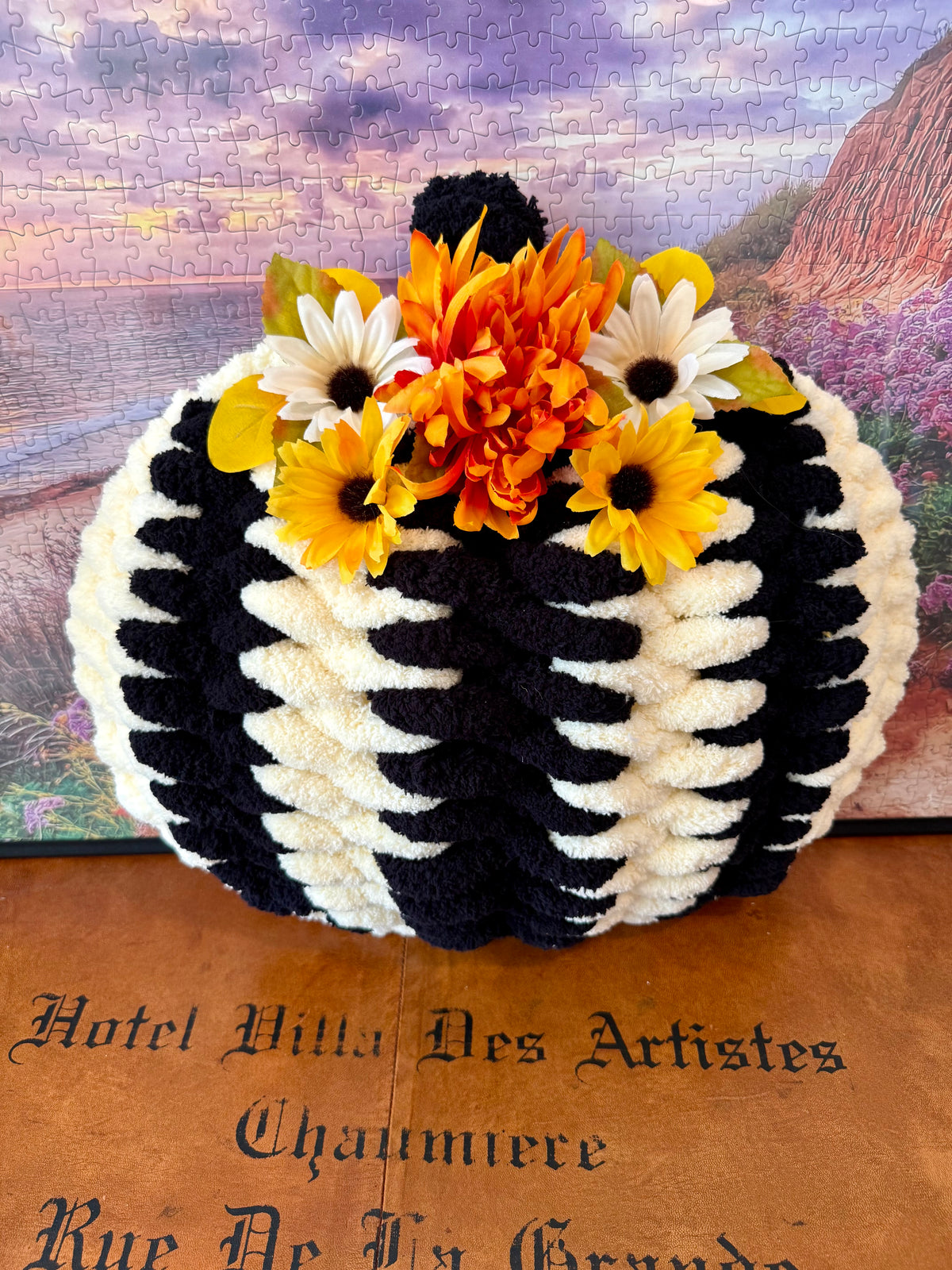 Chunky Yarn Pumpkin Wreath