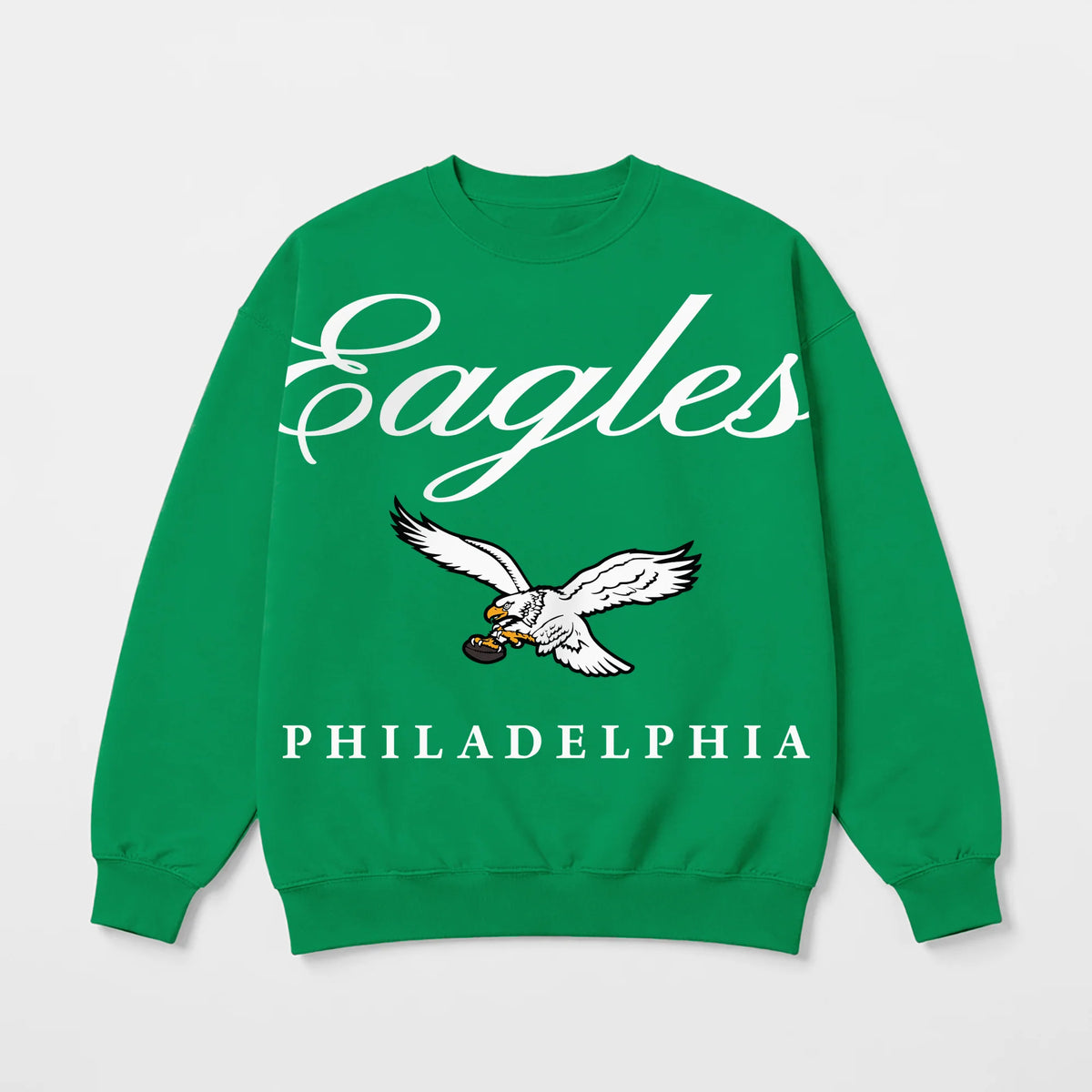 Philadelphia Eagles Legacy Club Premium Fleece Drop Shoulder Crewneck Pullover
