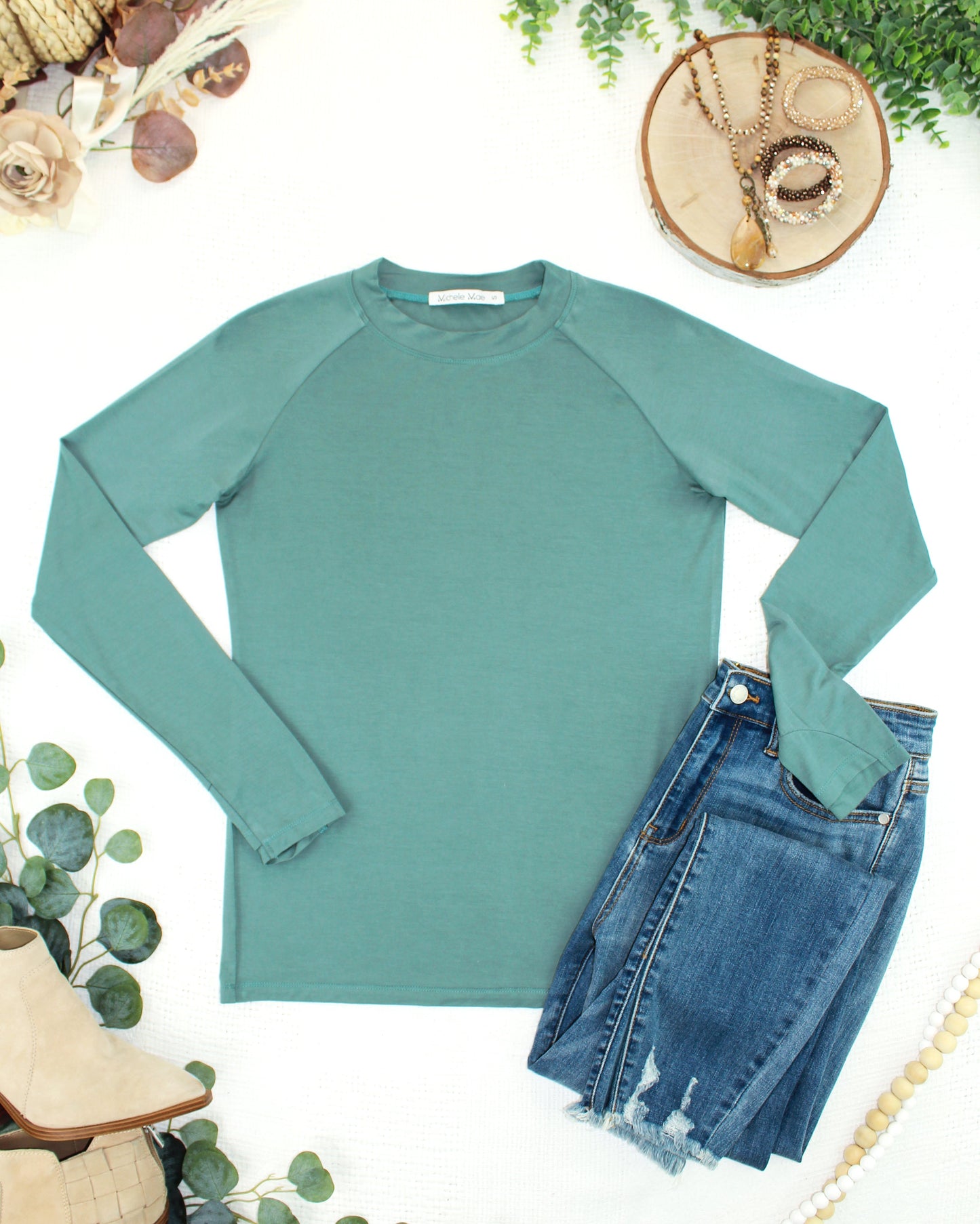 IN STOCK Blair Long Sleeve Top - Dusty Jade