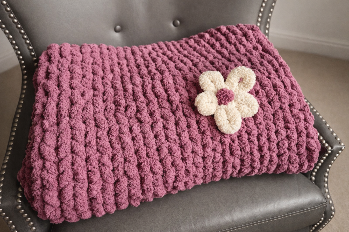 Tulum Bloom Chunky Knit Throw Blanket – 46x48”