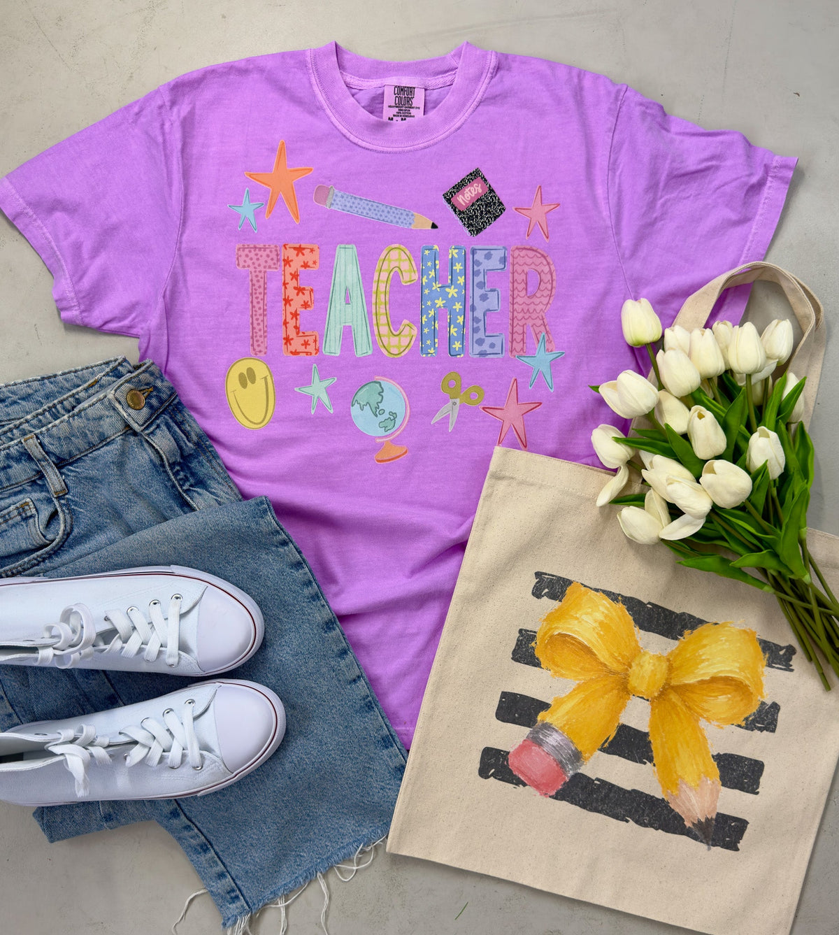 Teacher Pencil Bow Tote