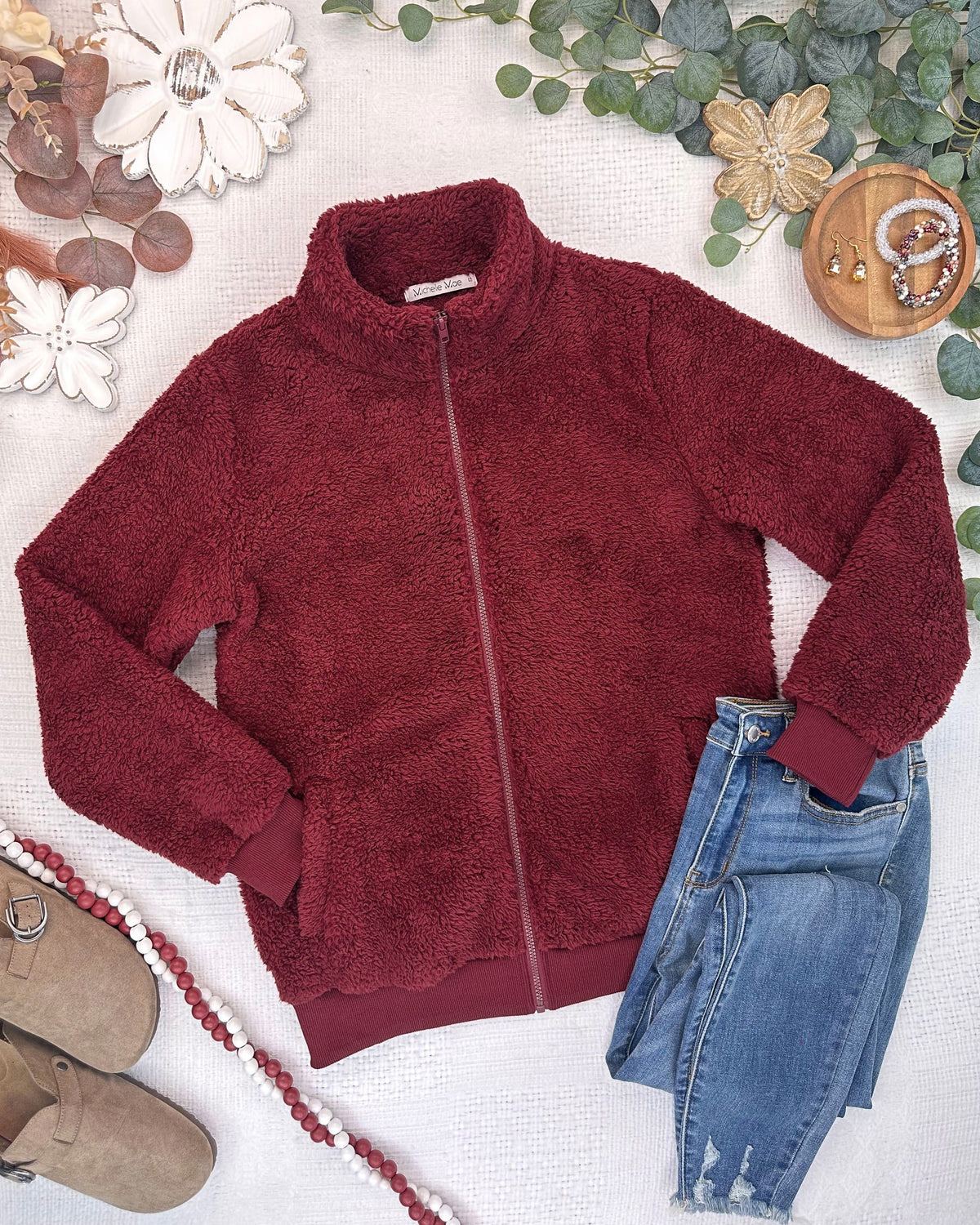 IN STOCK Skylar Sherpa Fullzip - Cranberry