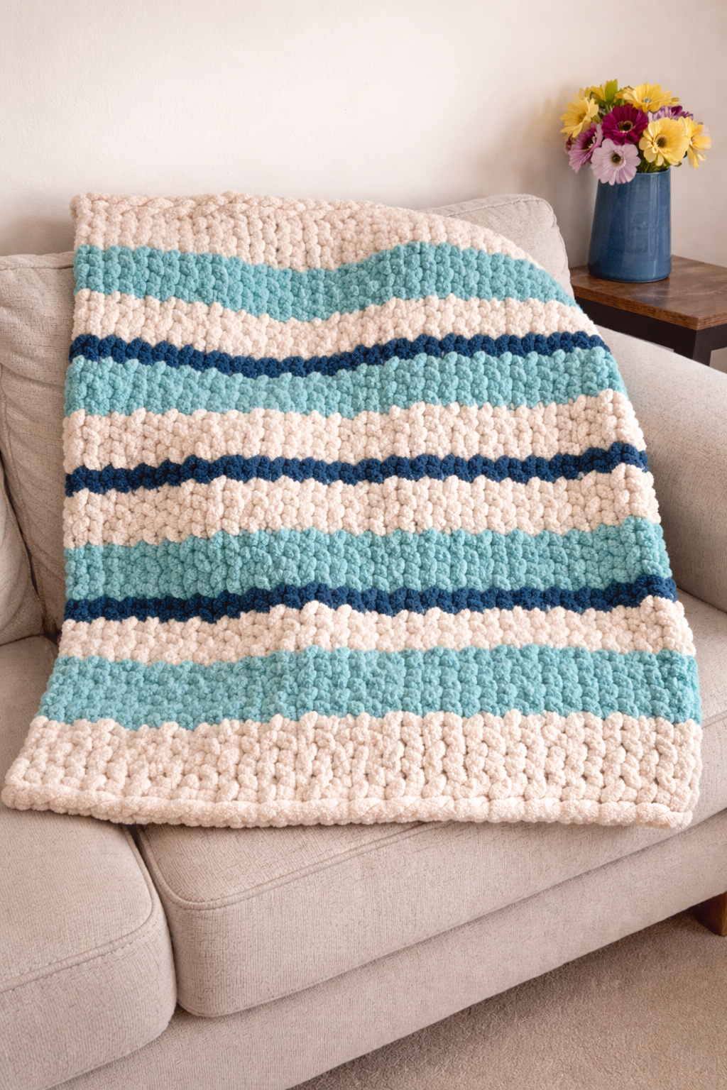 Sea Glass Horizon Chunky Chenille Throw