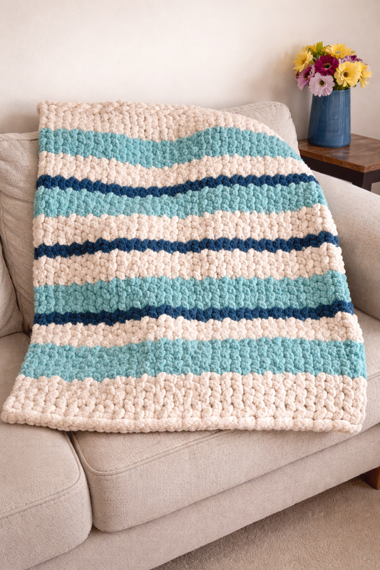 Sea Glass Stripe Chunky Chenille Throw