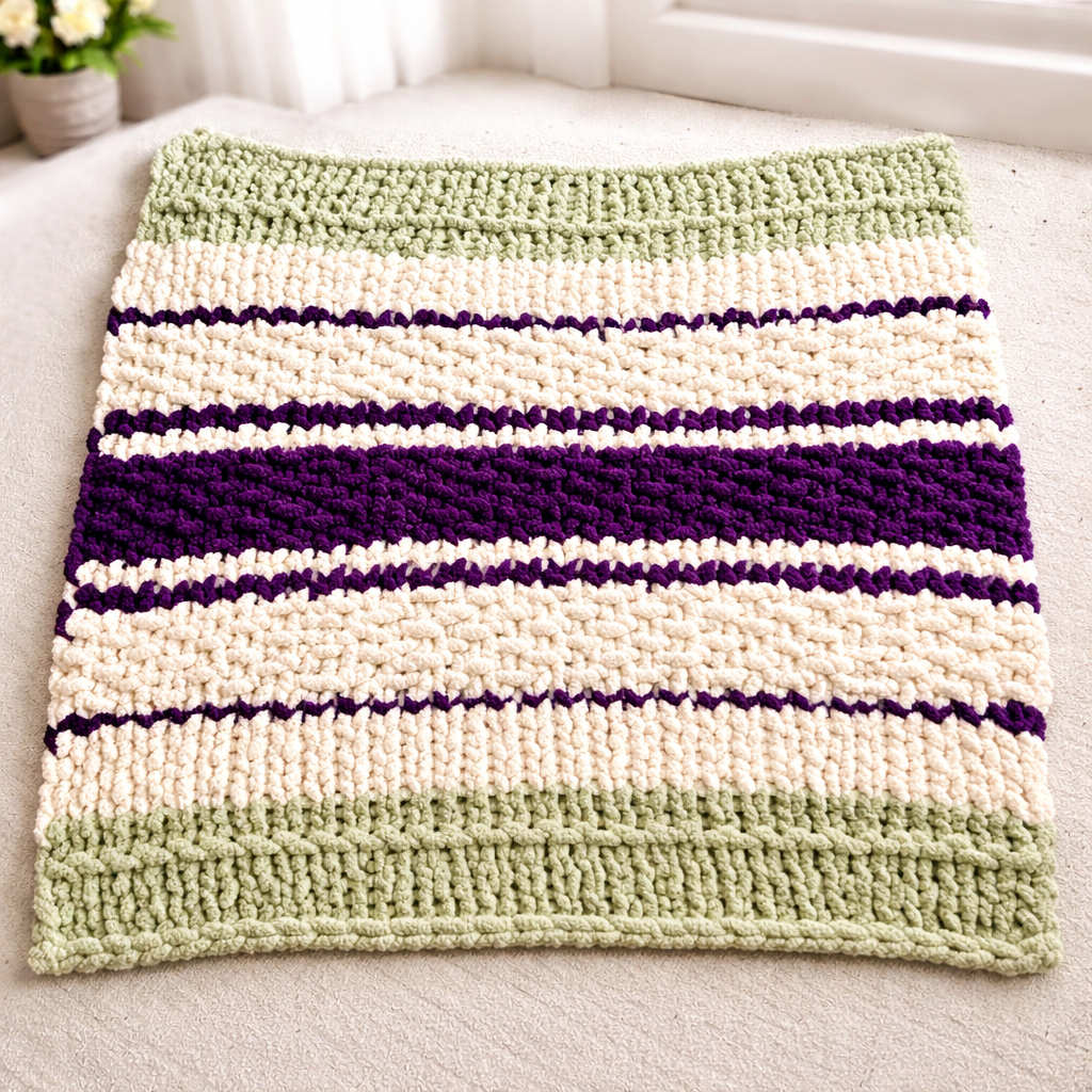 Amethyst Horizon Chunky Hand Knit Chenille Blanket – 48” x 56”