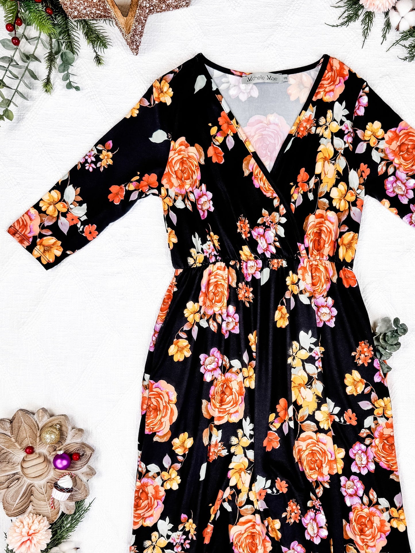 IN STOCK Taylor Dress - Black Fall Floral Mix