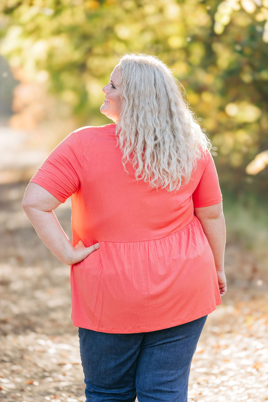 IN STOCK Sarah Ruffle Short Sleeve - Deep Coral