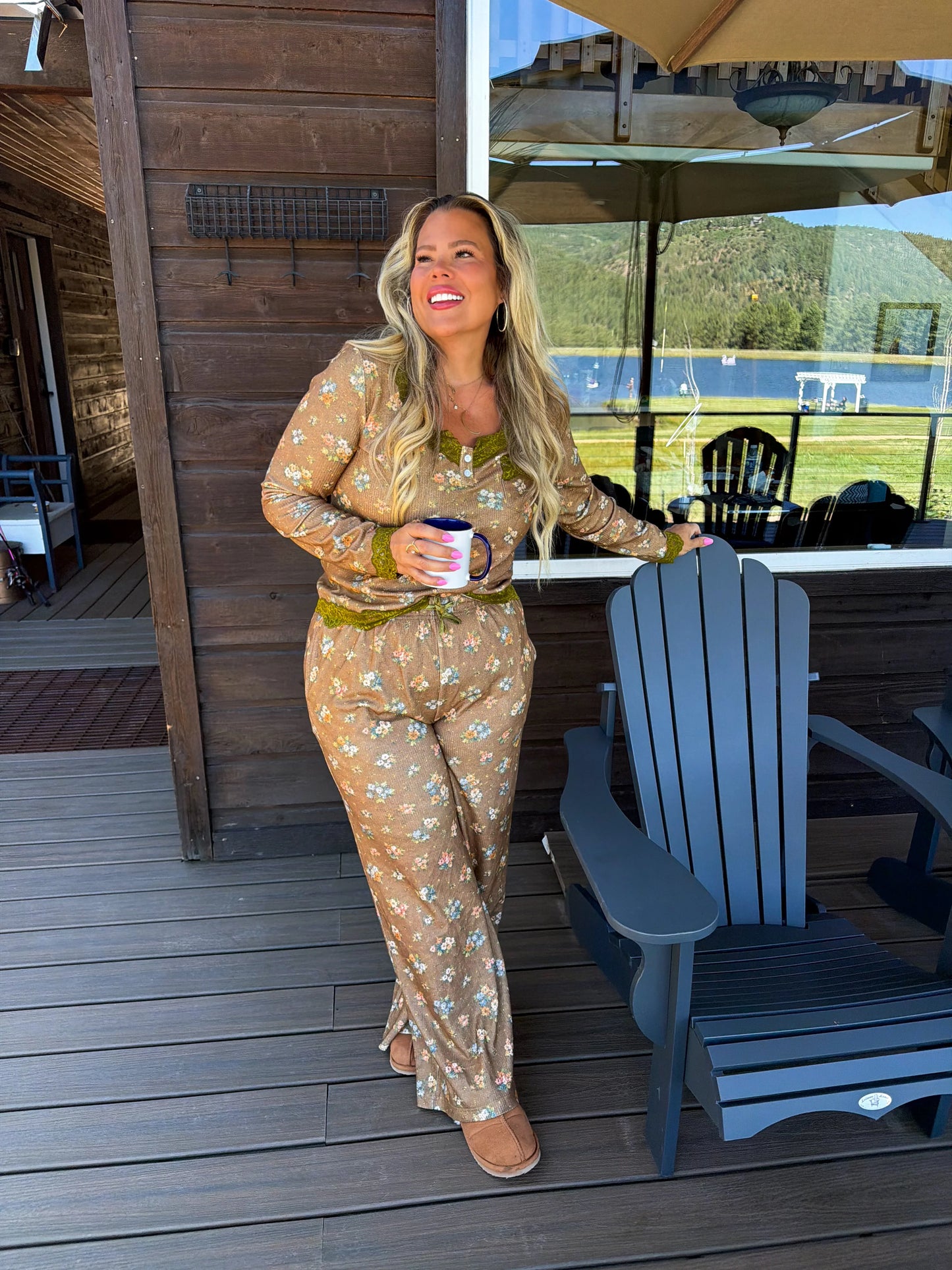 PREORDER- FLORAL & LACE WAFFLE PJS