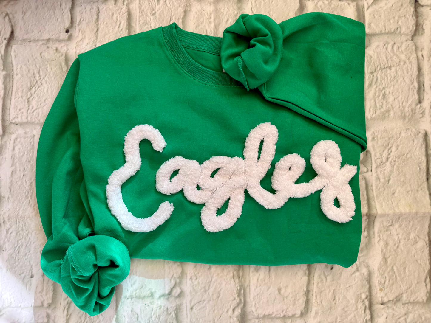 “Eagles” Chenille Embroidered Crewneck Pullover