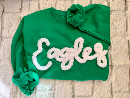 “Eagles” Chenille Embroidered Crewneck Pullover