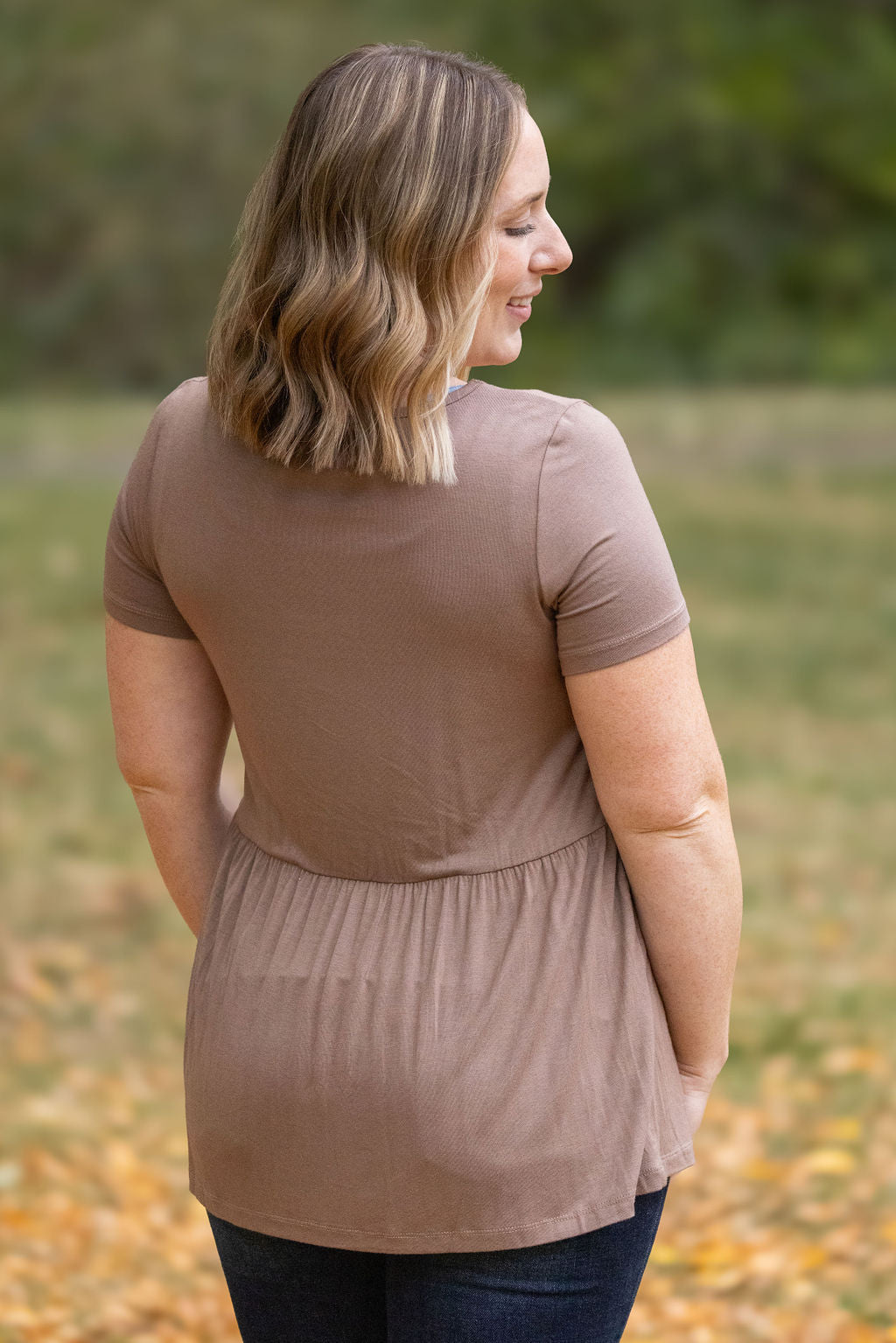 IN STOCK Sarah Ruffle Short Sleeve - Mocha