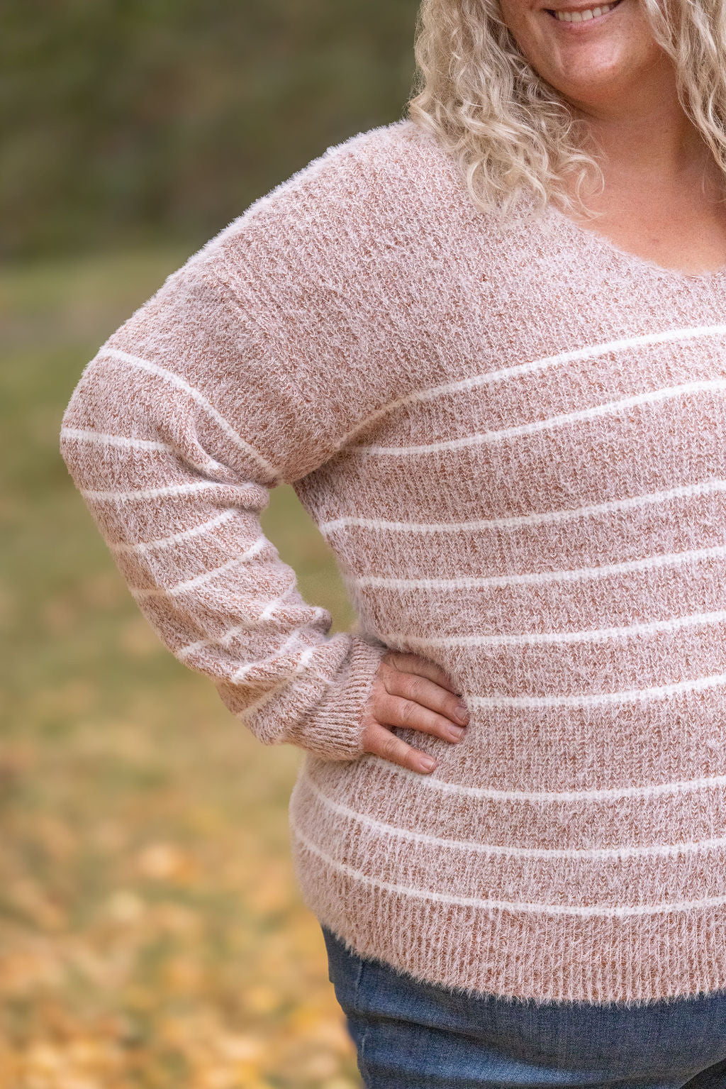 IN STOCK Cozy Striped Sweater - Rust