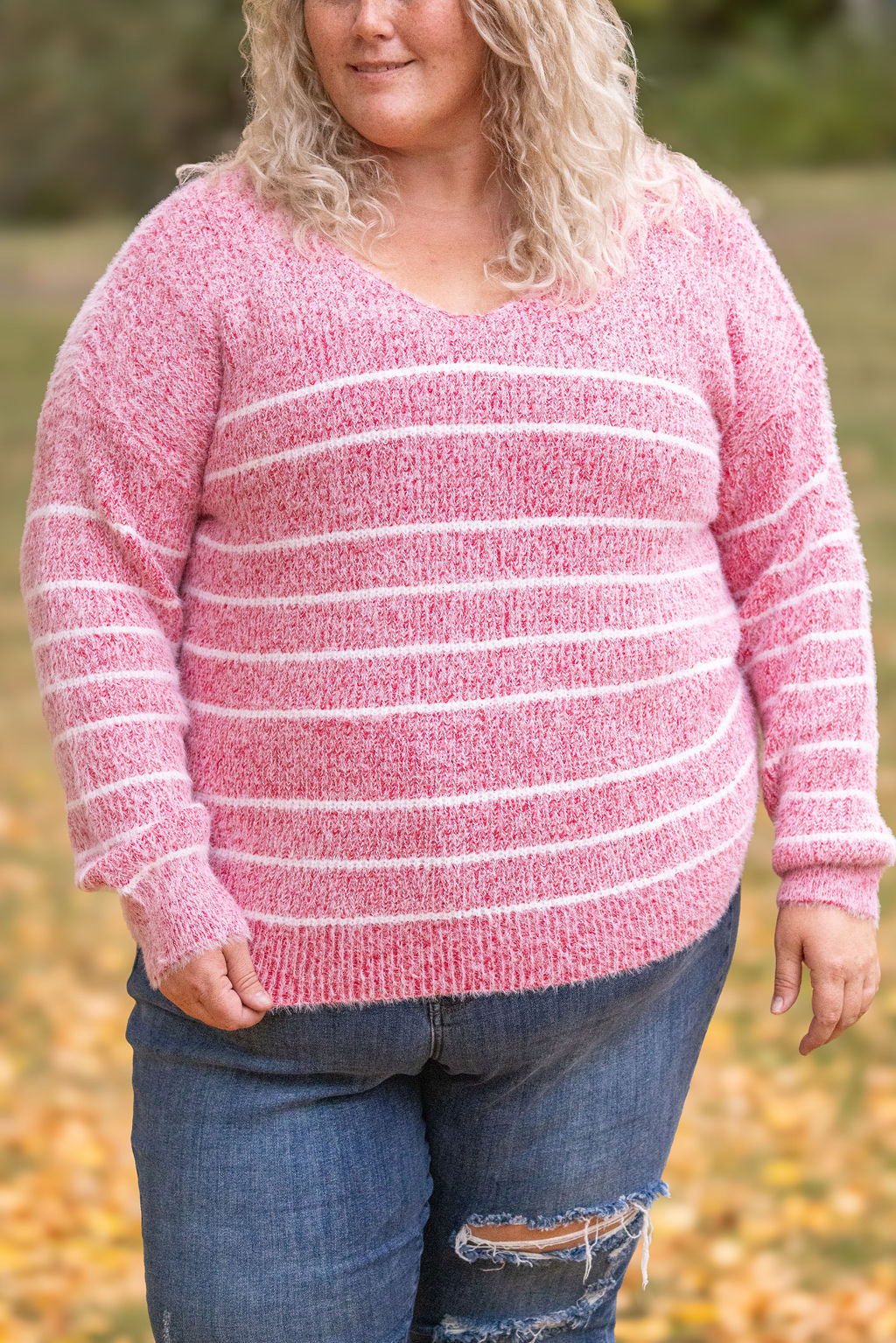 Cozy Striped Sweater - Red IN STOCK