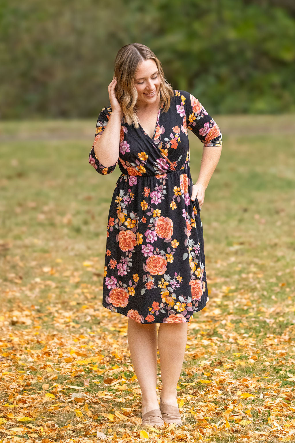 IN STOCK Taylor Dress - Black Fall Floral Mix