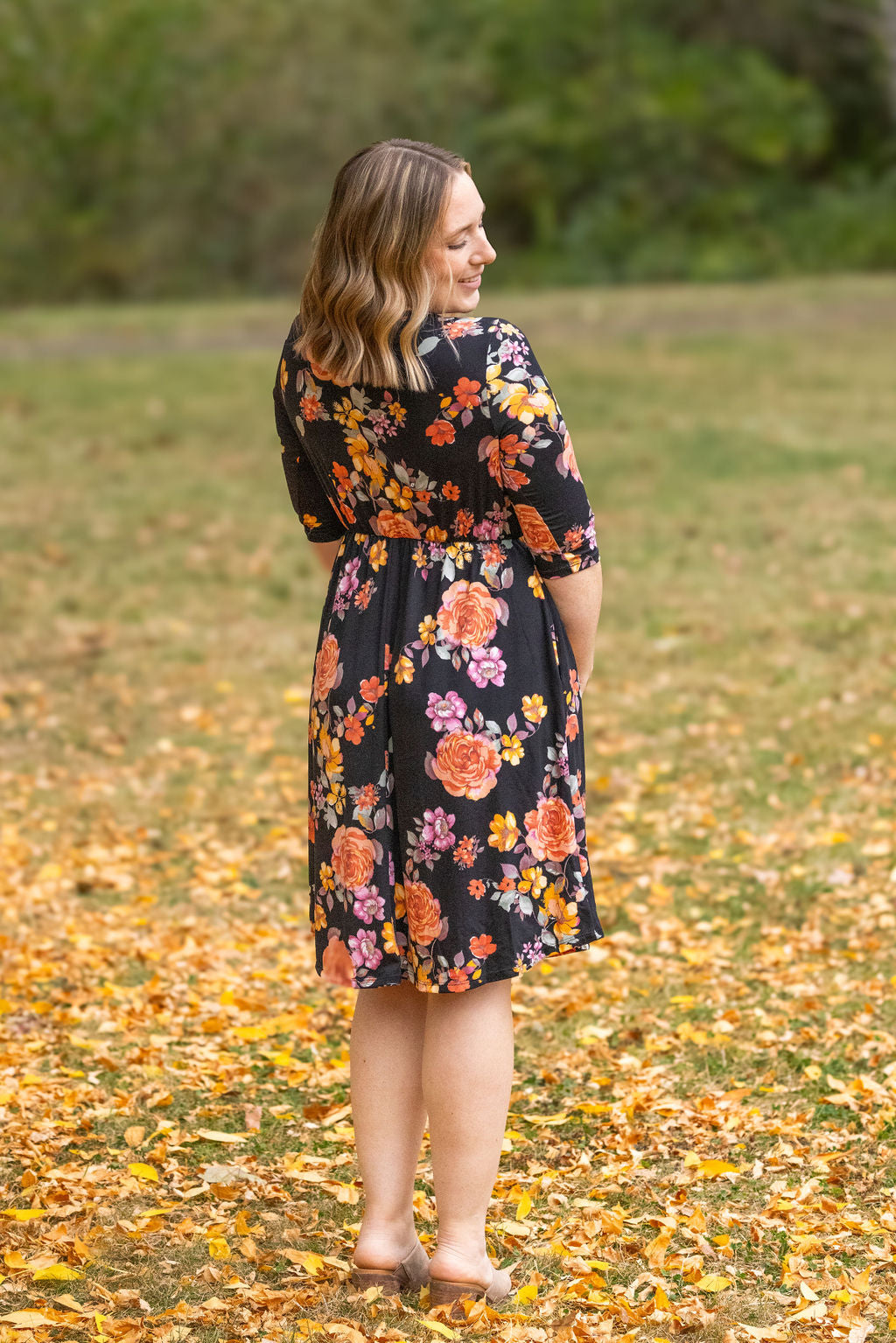 IN STOCK Taylor Dress - Black Fall Floral Mix