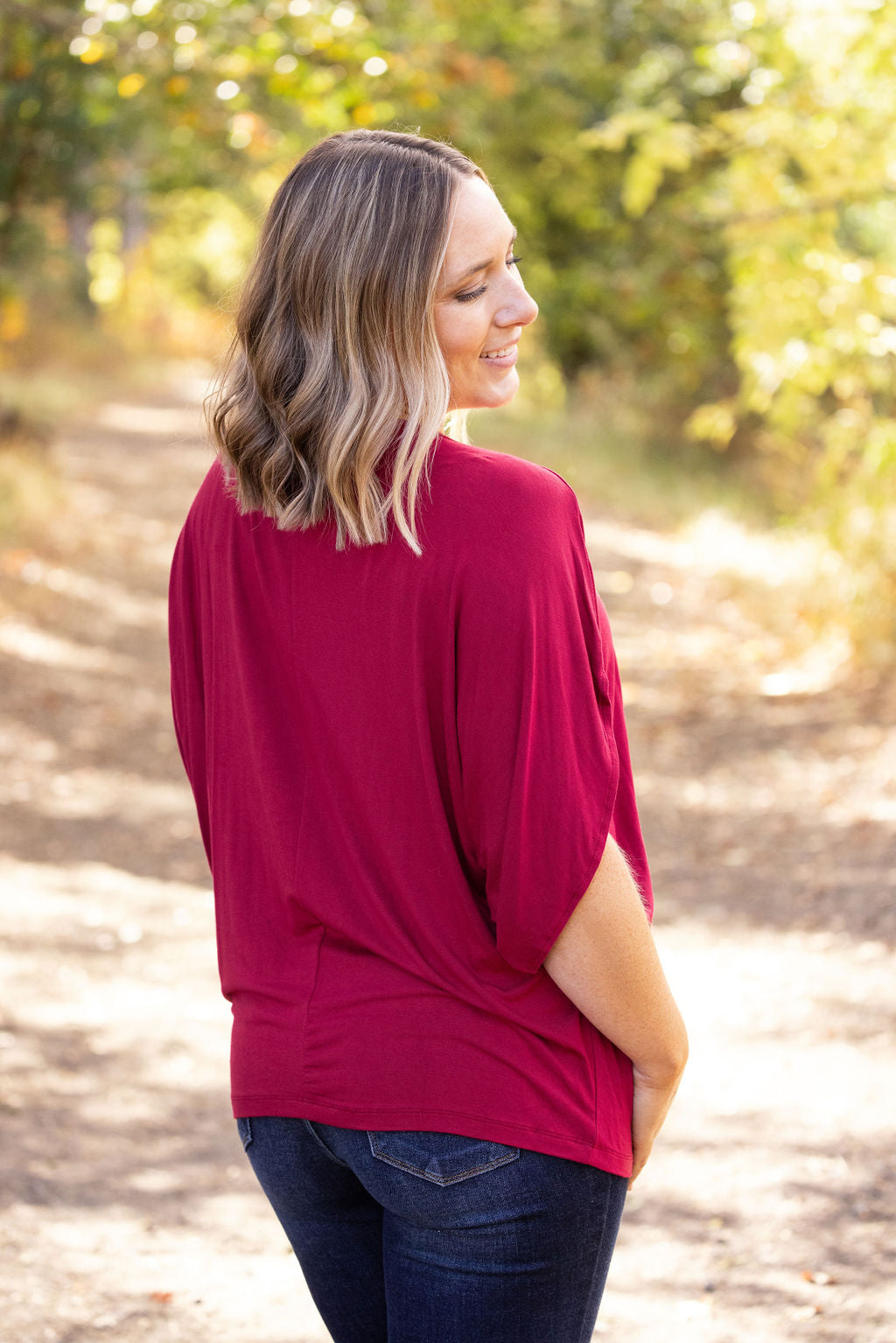 IN STOCK Darcy Dolman Top - Burgundy