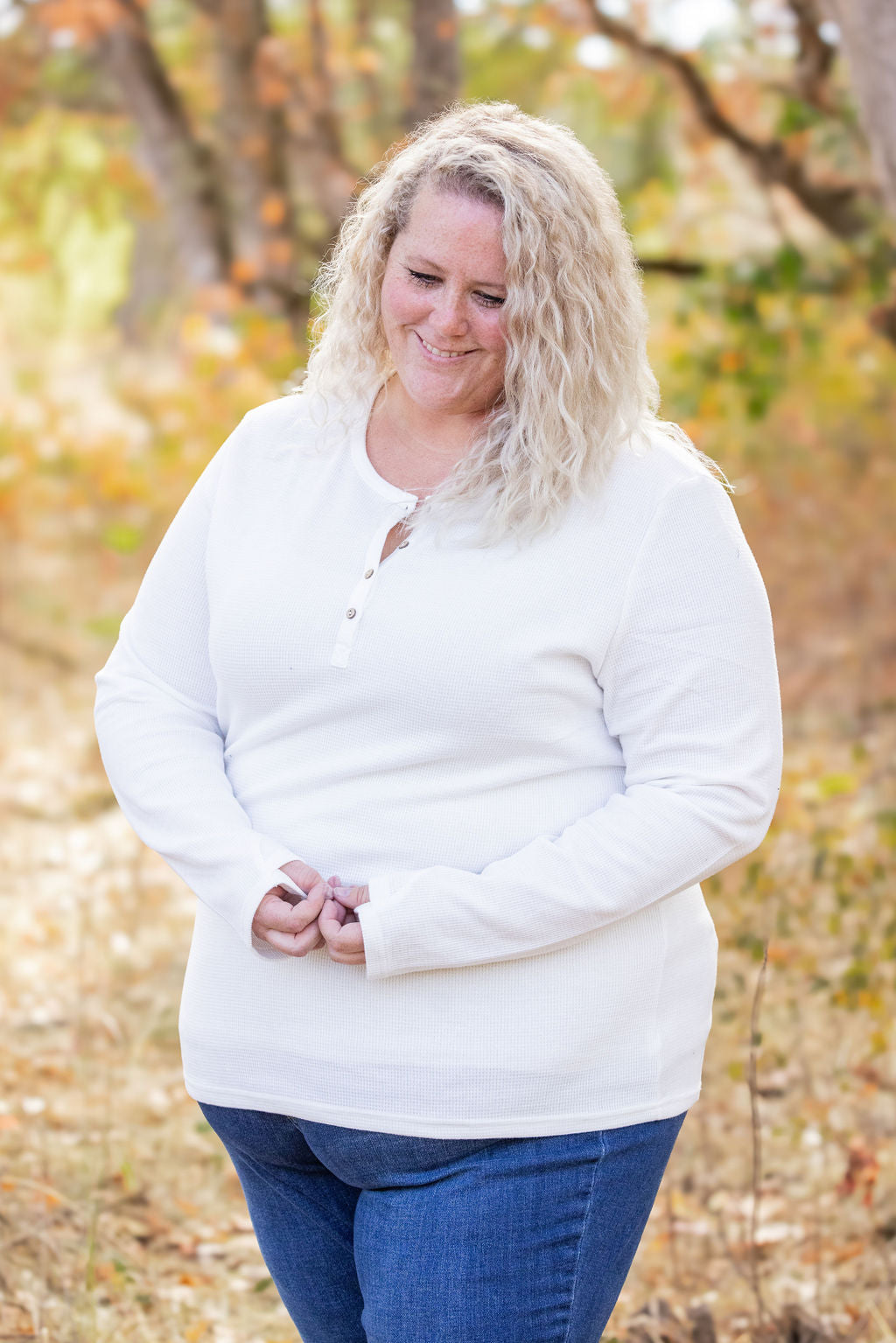 IN STOCK Harper Long Sleeve Henley - White