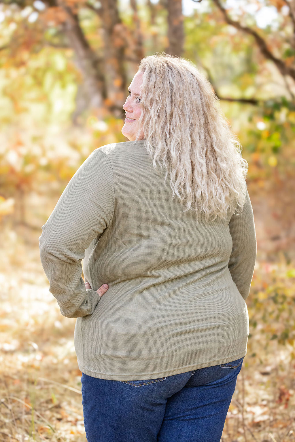 IN STOCK Harper Long Sleeve Henley - Olive