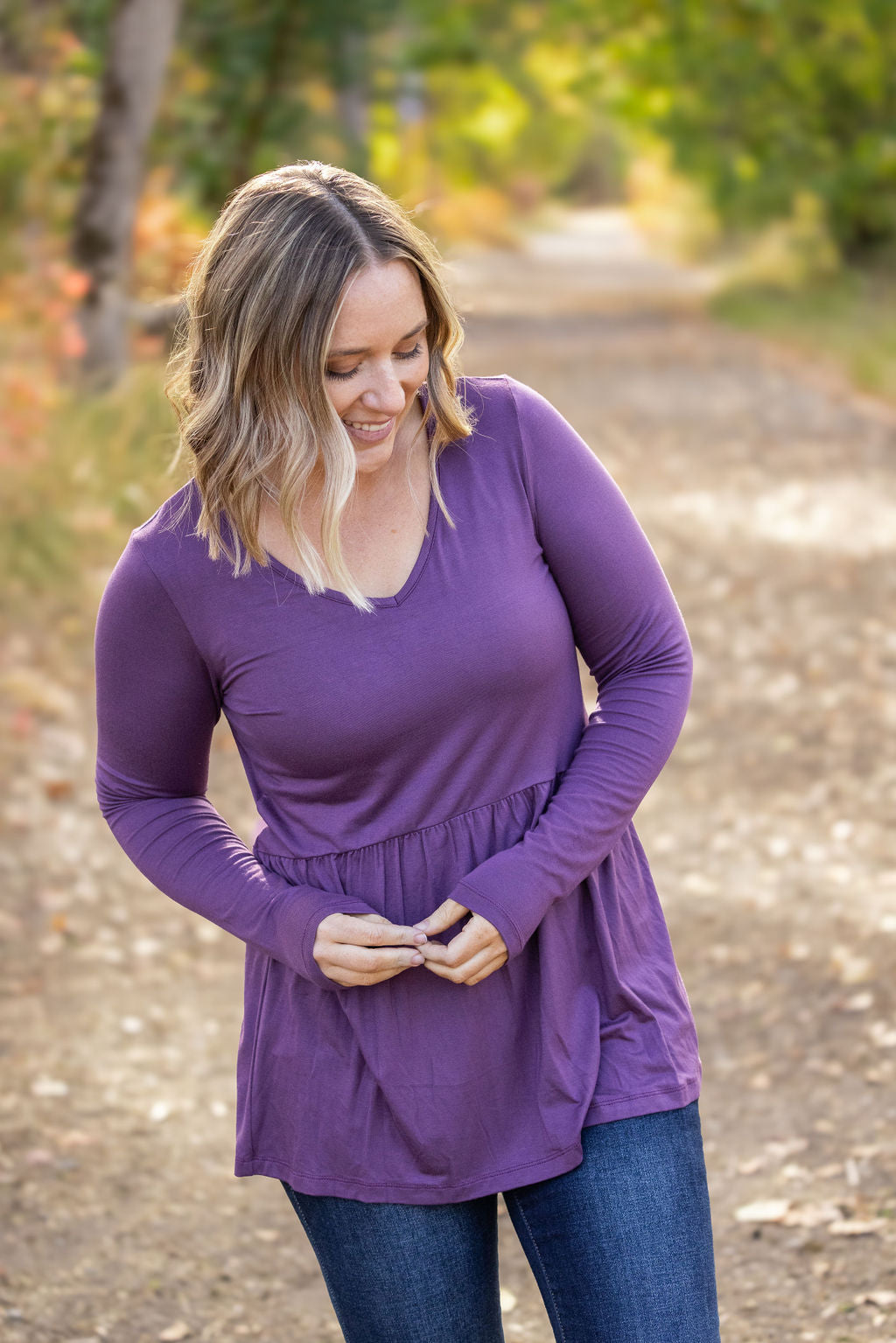 IN STOCK Long Sleeve Sarah Ruffle - Purple