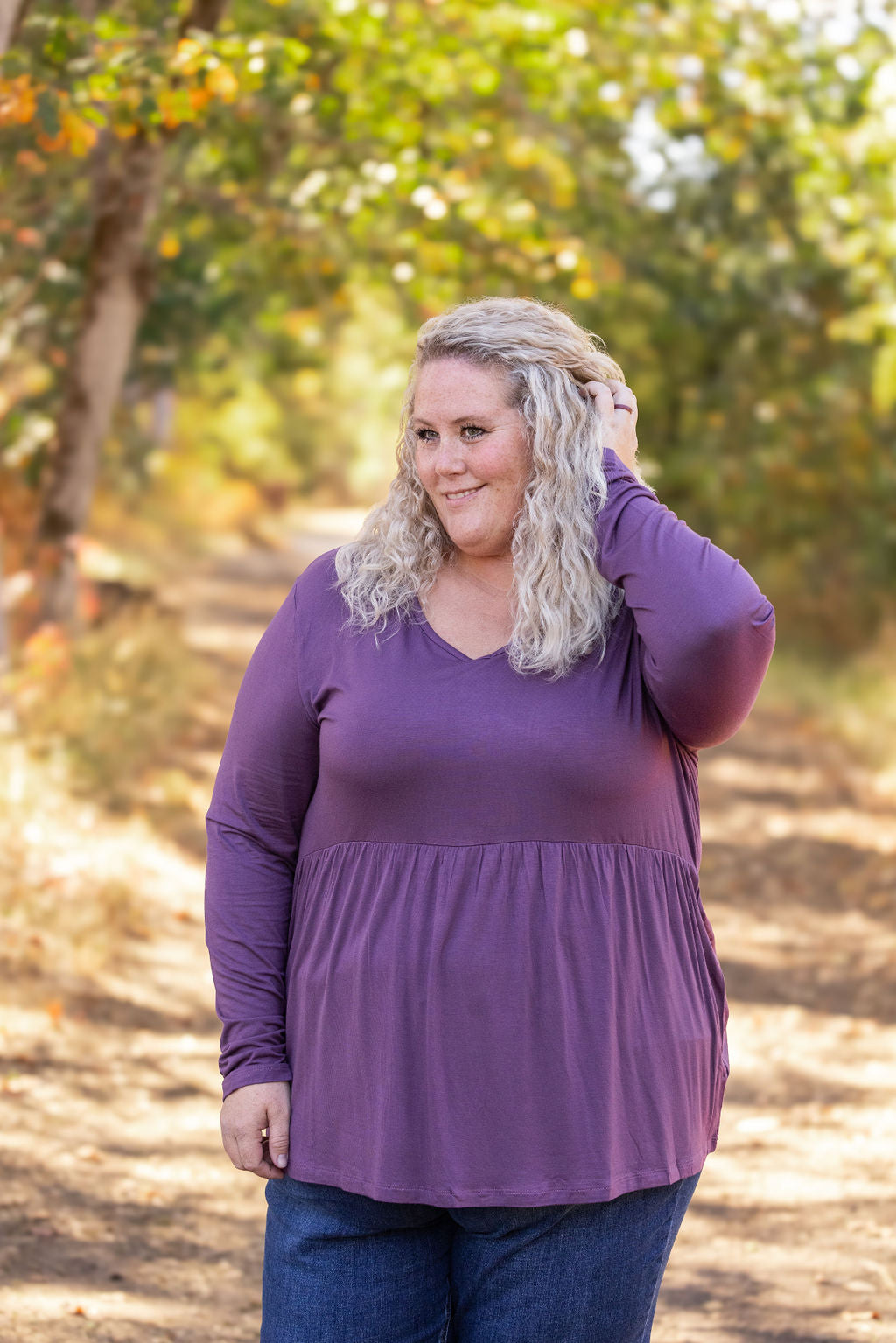 IN STOCK Long Sleeve Sarah Ruffle - Purple