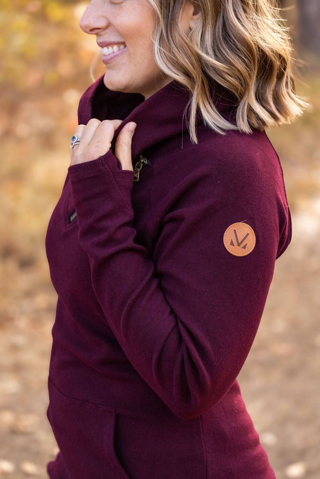 IN STOCK Classic Zoey ZipCowl Sweatshirt - Burgundy