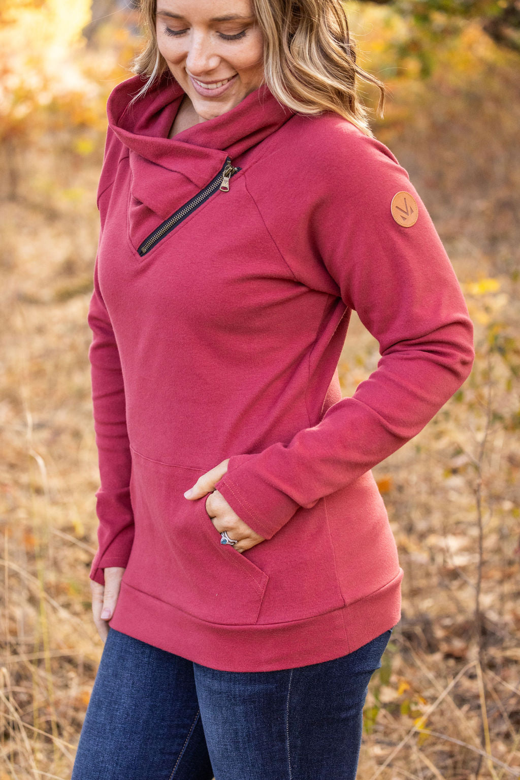 IN STOCK Classic Zoey ZipCowl Sweatshirt - Brick