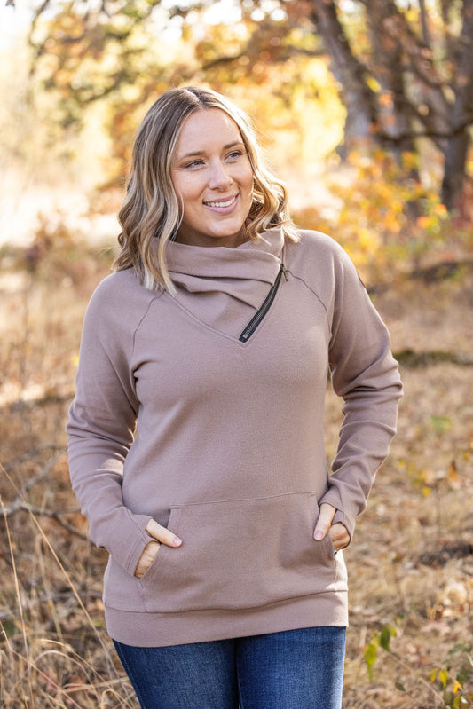 IN STOCK Classic Zoey ZipCowl Sweatshirt - Mocha