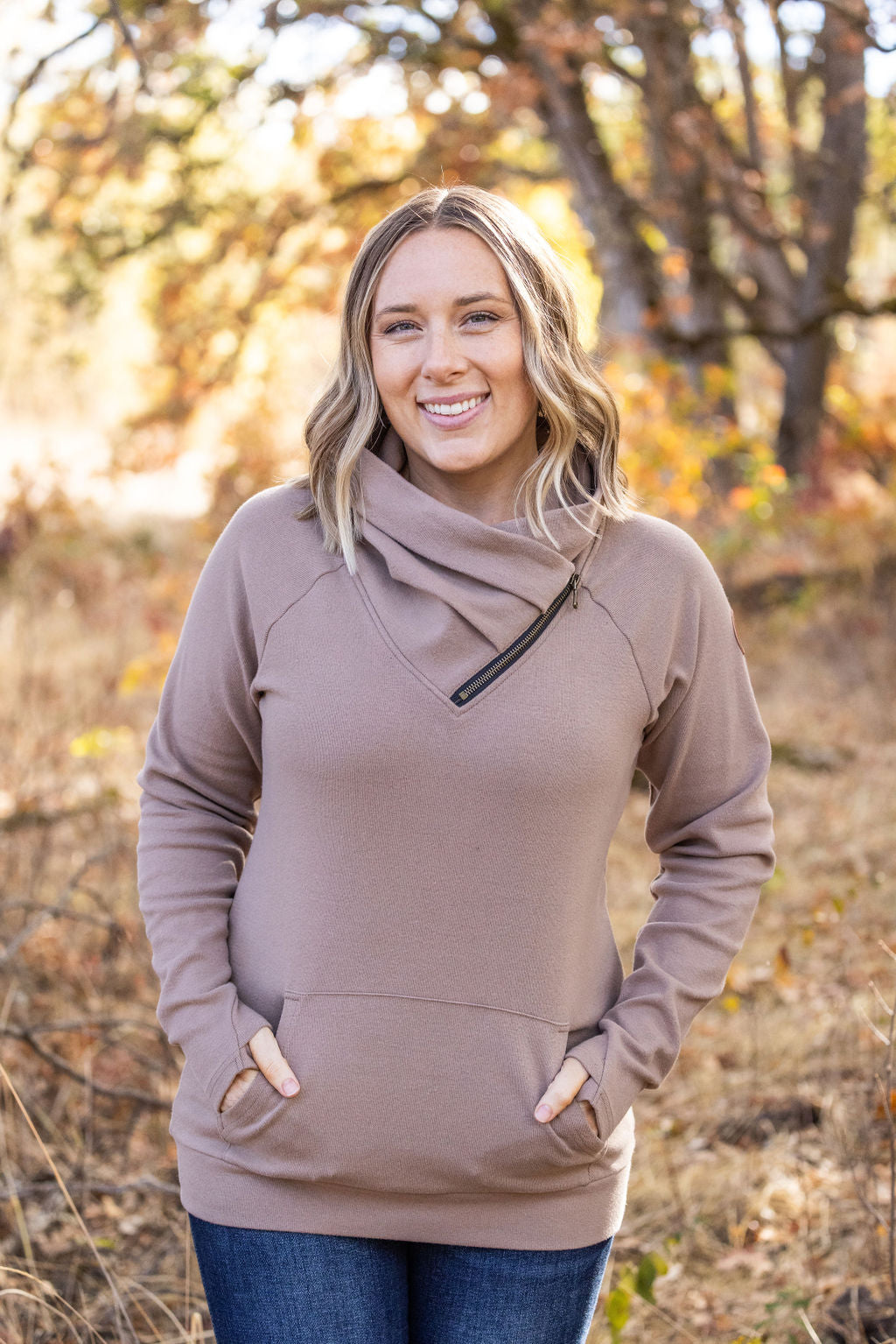 IN STOCK Classic Zoey ZipCowl Sweatshirt - Mocha