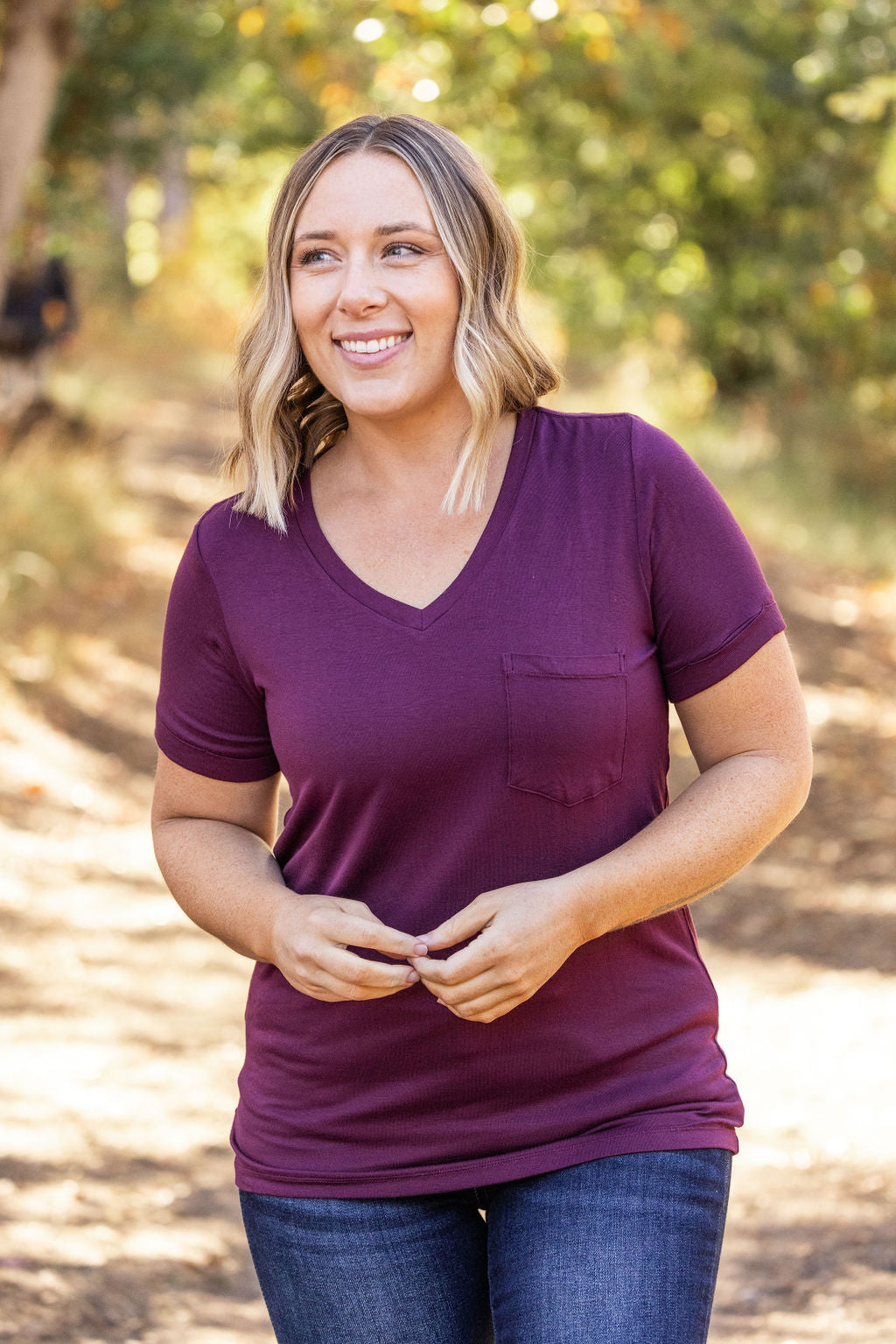 IN STOCK Sophie Pocket Tee - Burgundy