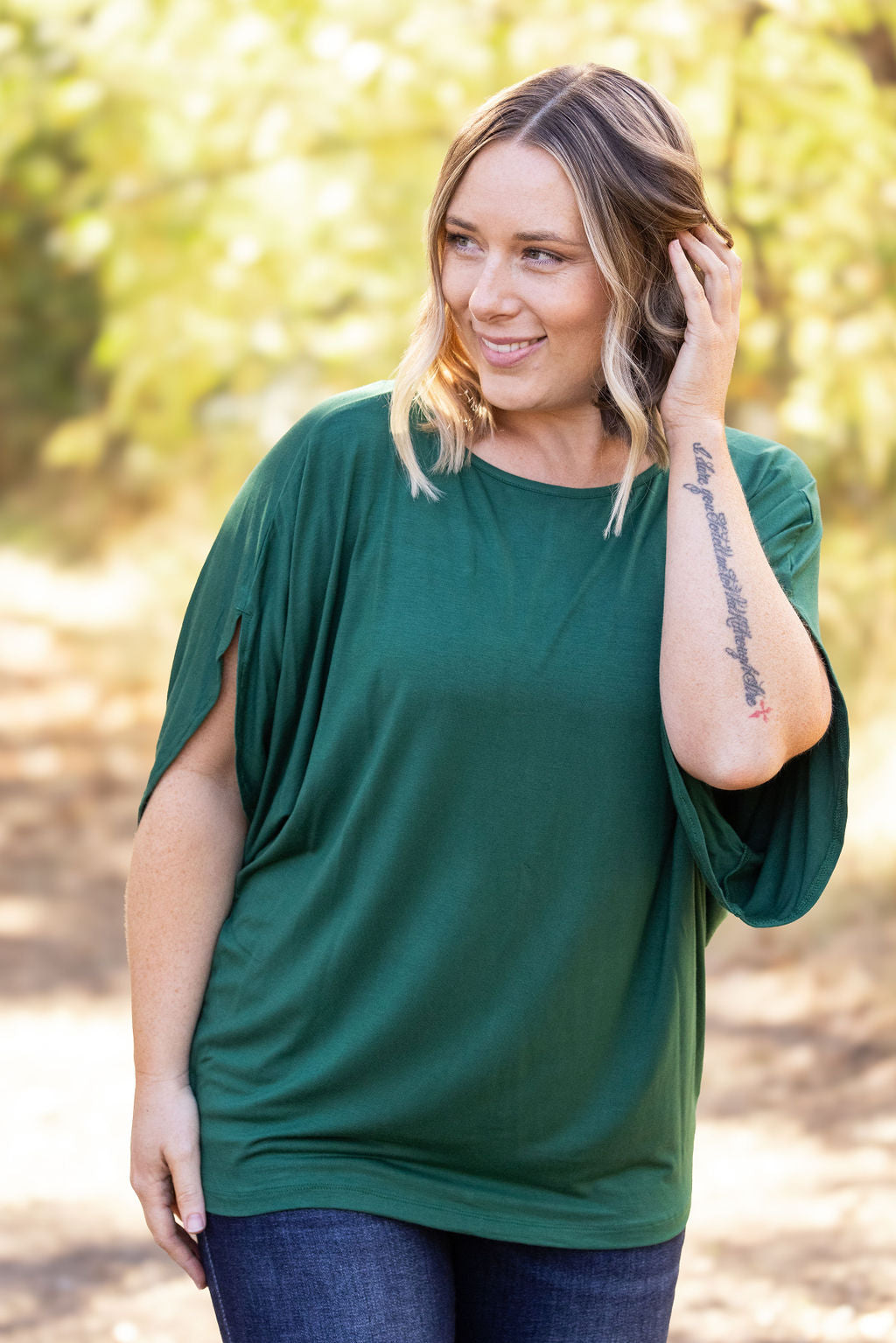 IN STOCK Darcy Dolman Top - Forest Green