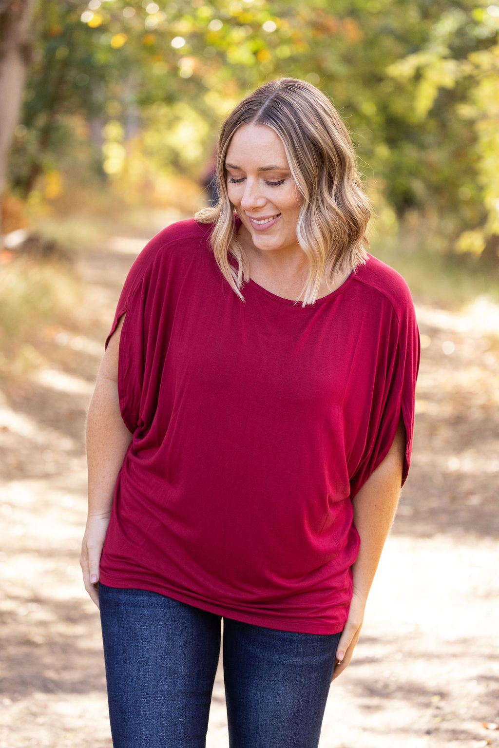 IN STOCK Darcy Dolman Top - Burgundy