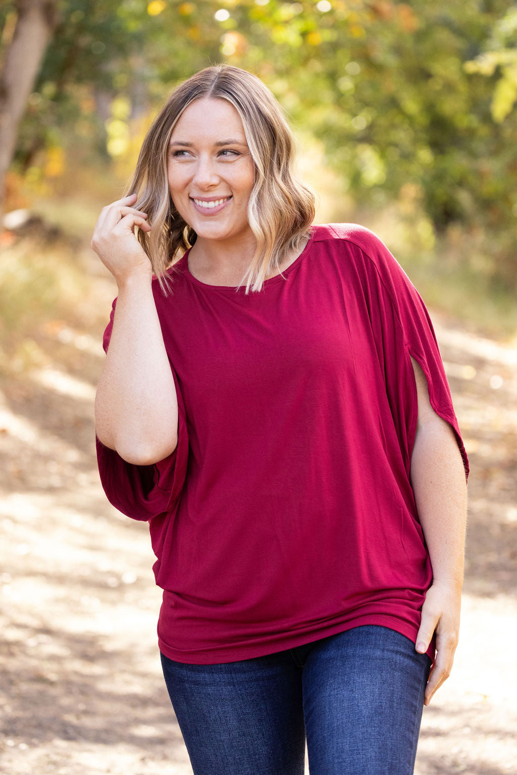 IN STOCK Darcy Dolman Top - Burgundy