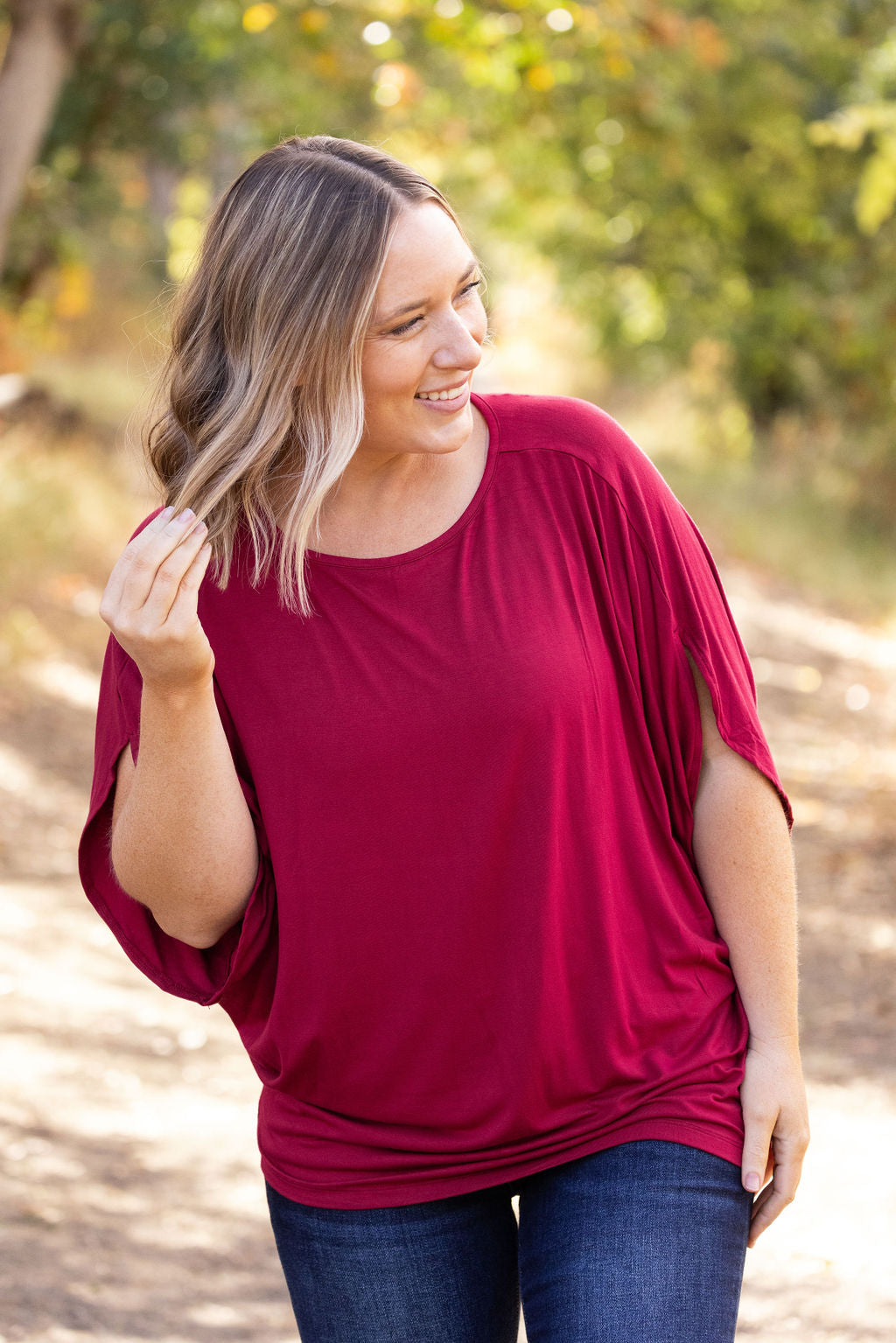 IN STOCK Darcy Dolman Top - Burgundy