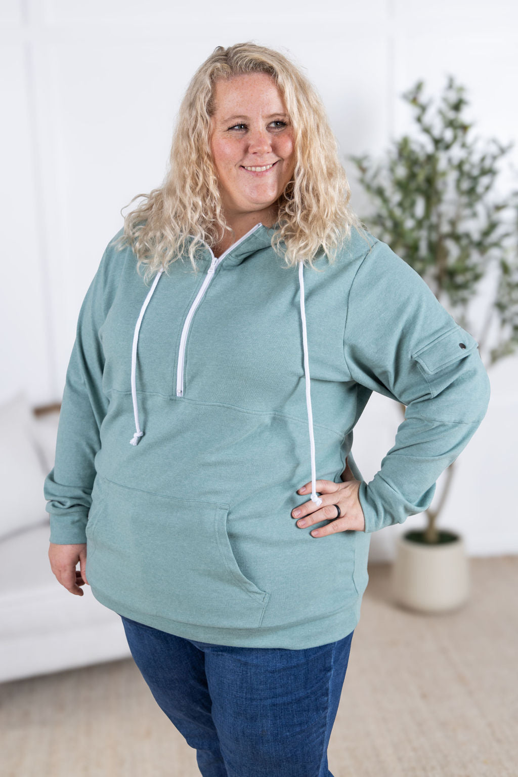 IN STOCK Pixie Pocket Halfzip Hoodie - Sage