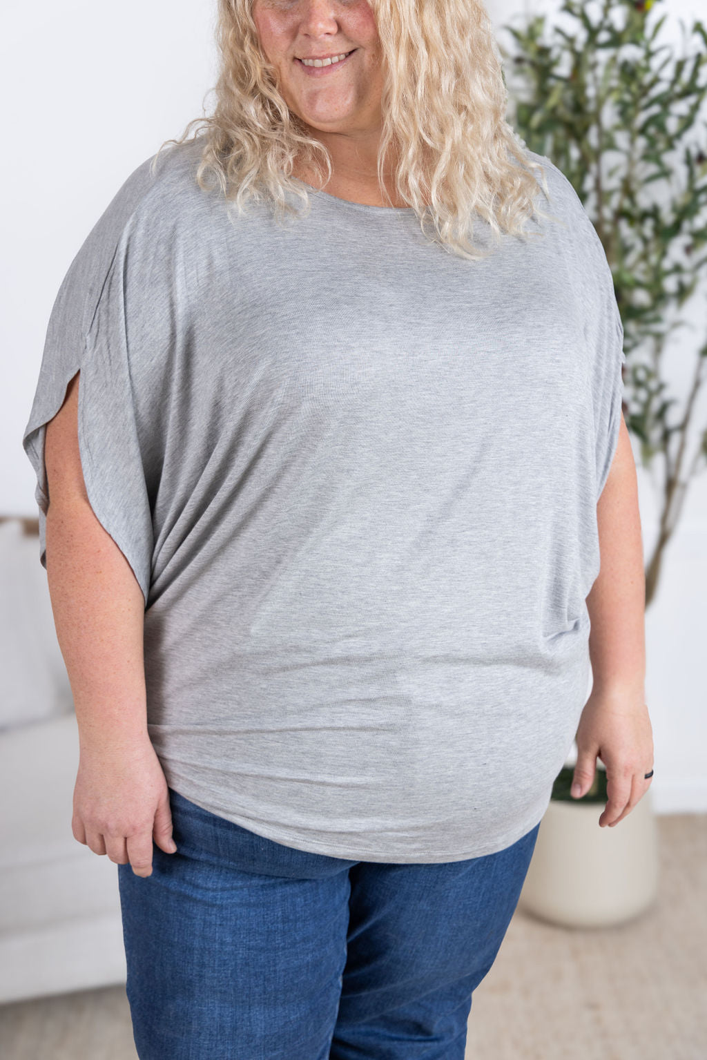 IN STOCK Darcy Dolman Top - Light Grey