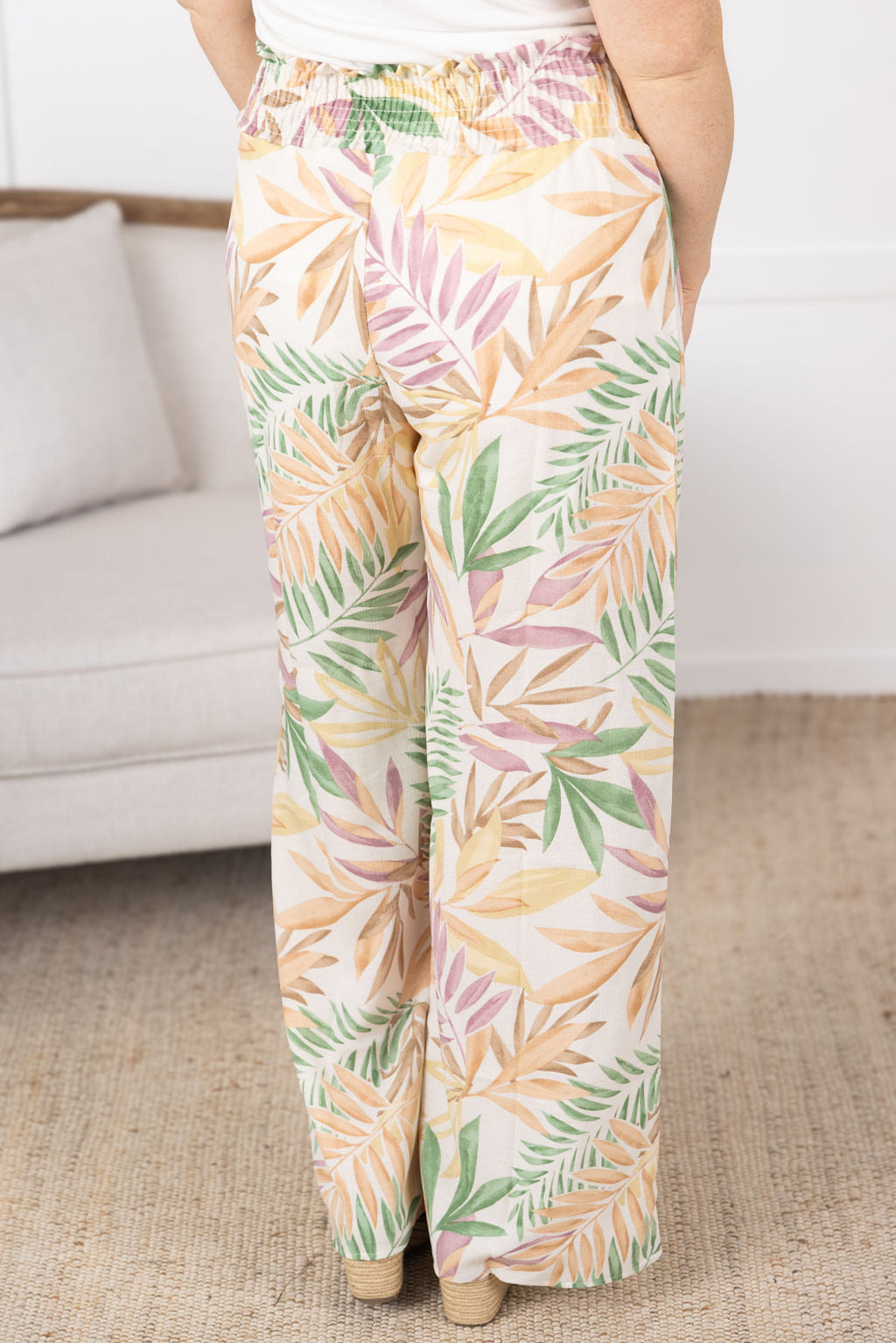 IN STOCK Presley Palazzo Pants - Mauve and Green Palm