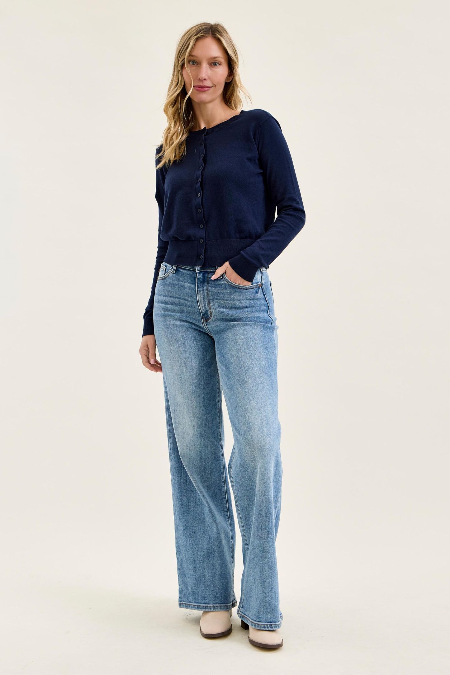 Judy Blue High Waist Vintage Wash Wide Leg Jeans