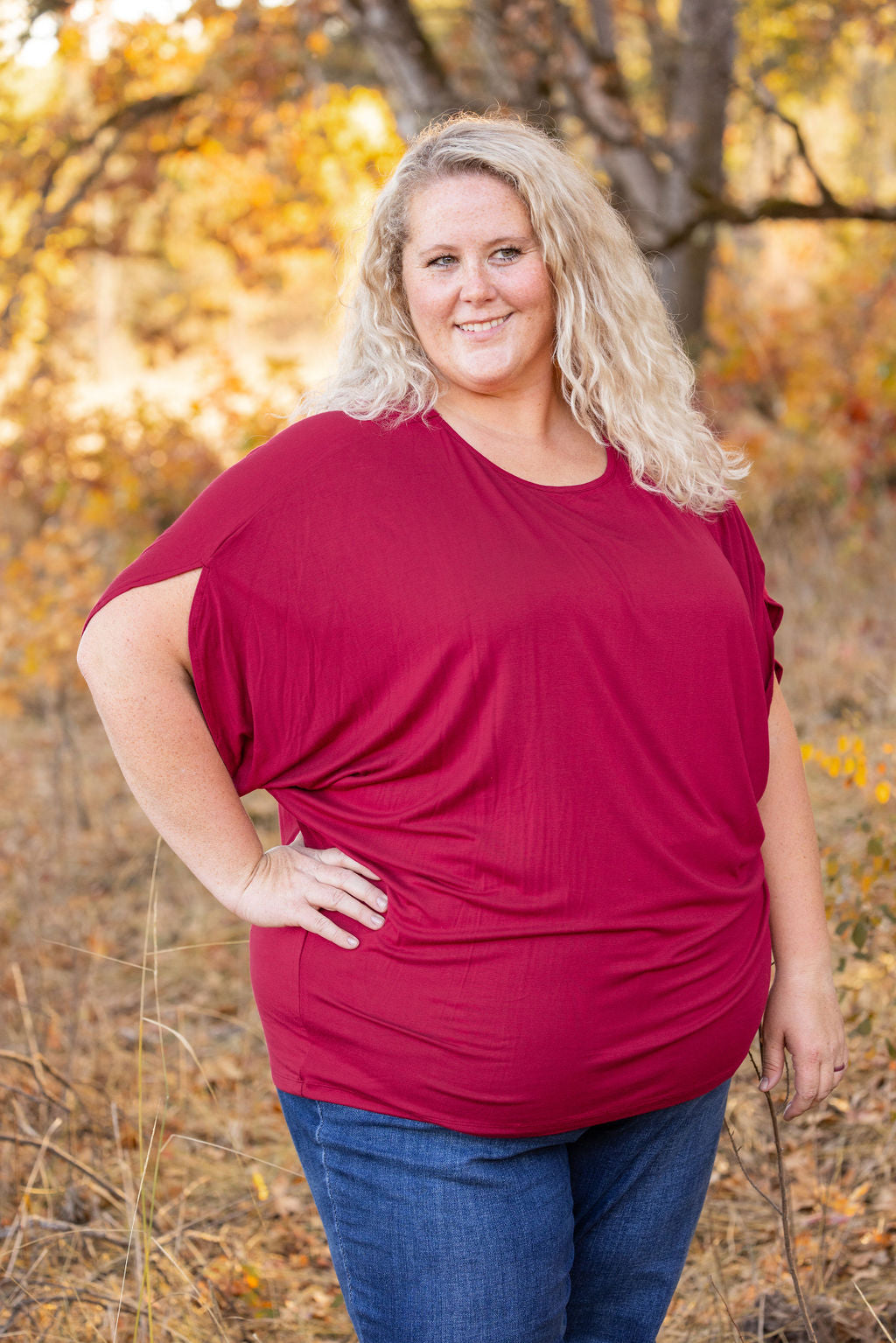 IN STOCK Darcy Dolman Top - Burgundy