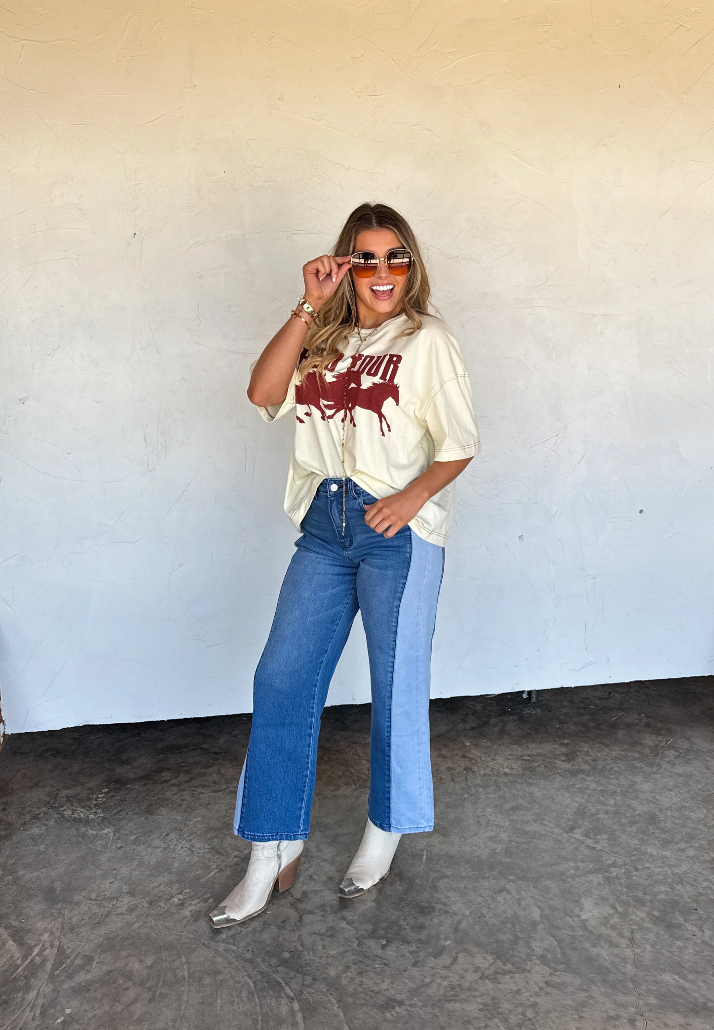 PREORDER- TWO TONE DENIM JEANS