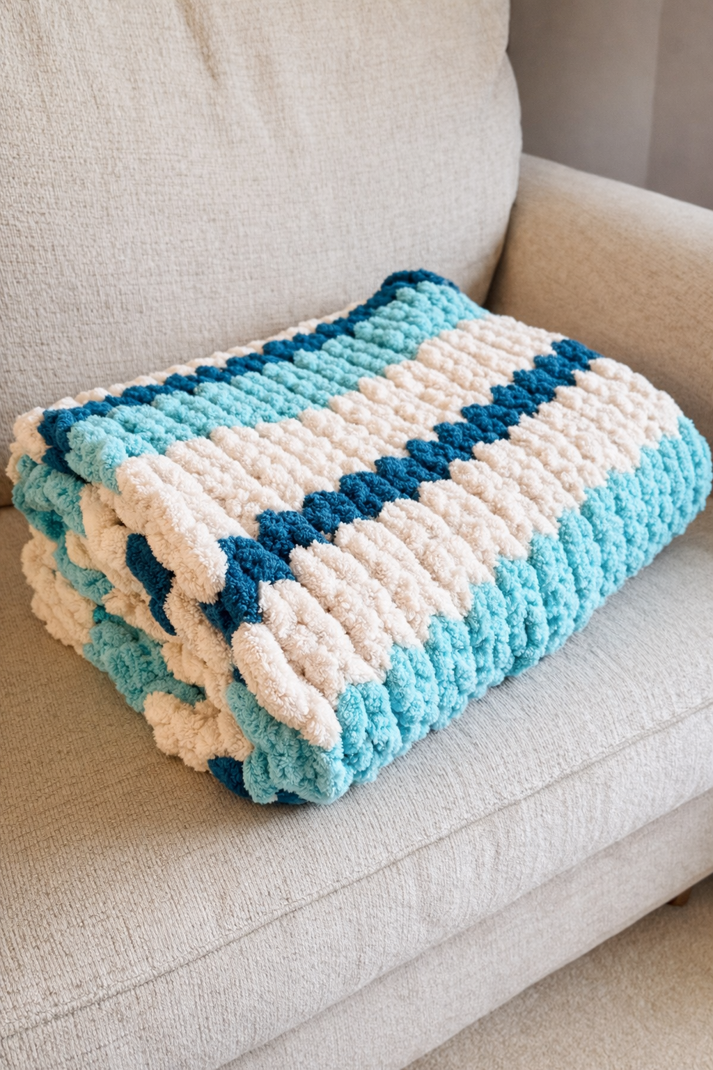Sea Glass Horizon Chunky Chenille Throw