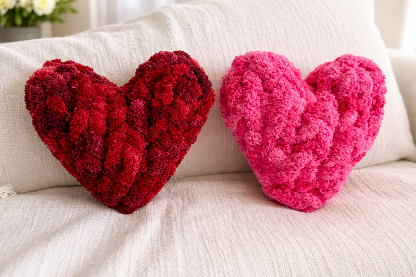 Chunky Hand Knit Heart Pillow – 9” or 14”