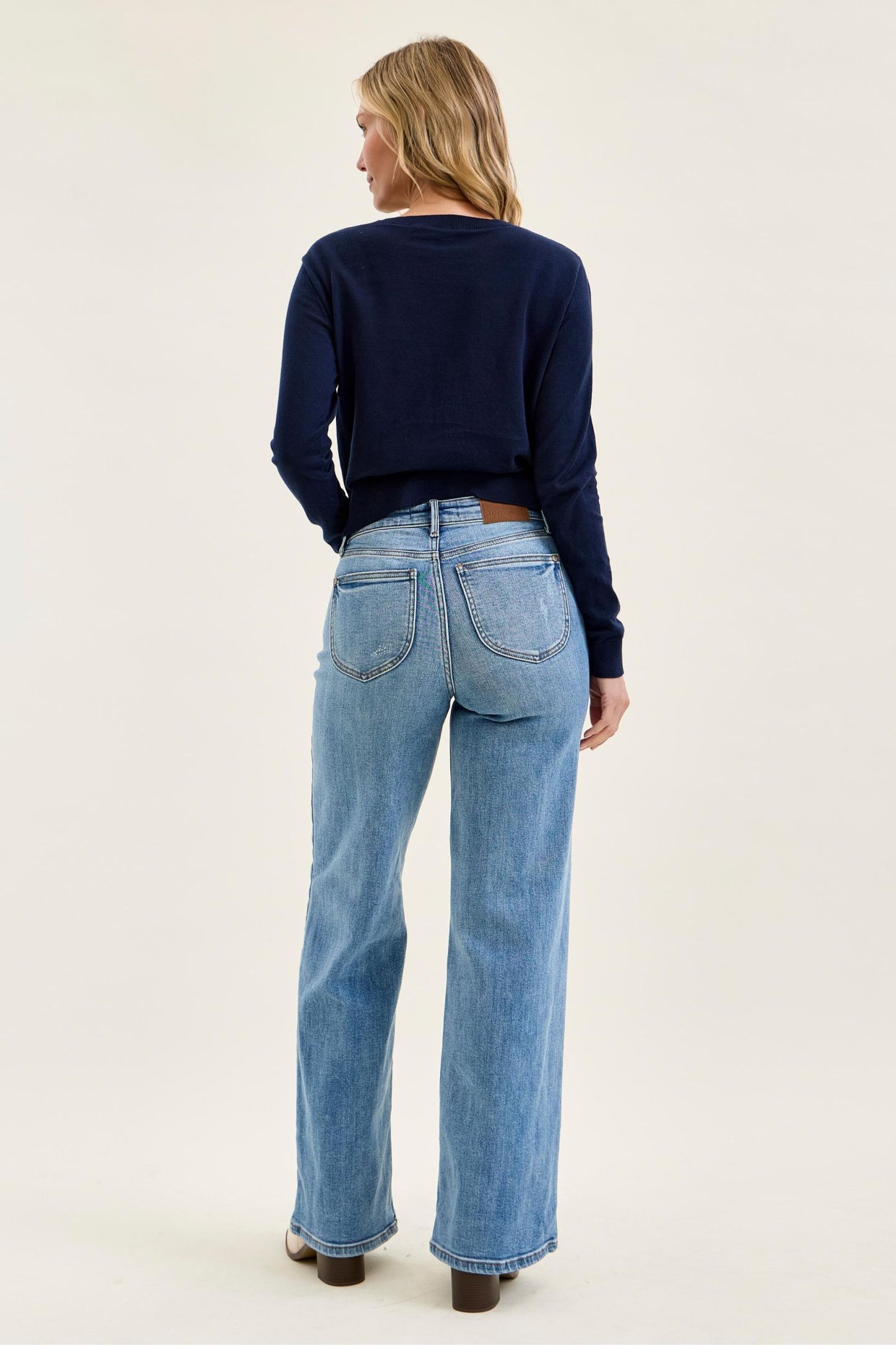 Judy Blue High Waist Vintage Wash Wide Leg Jeans