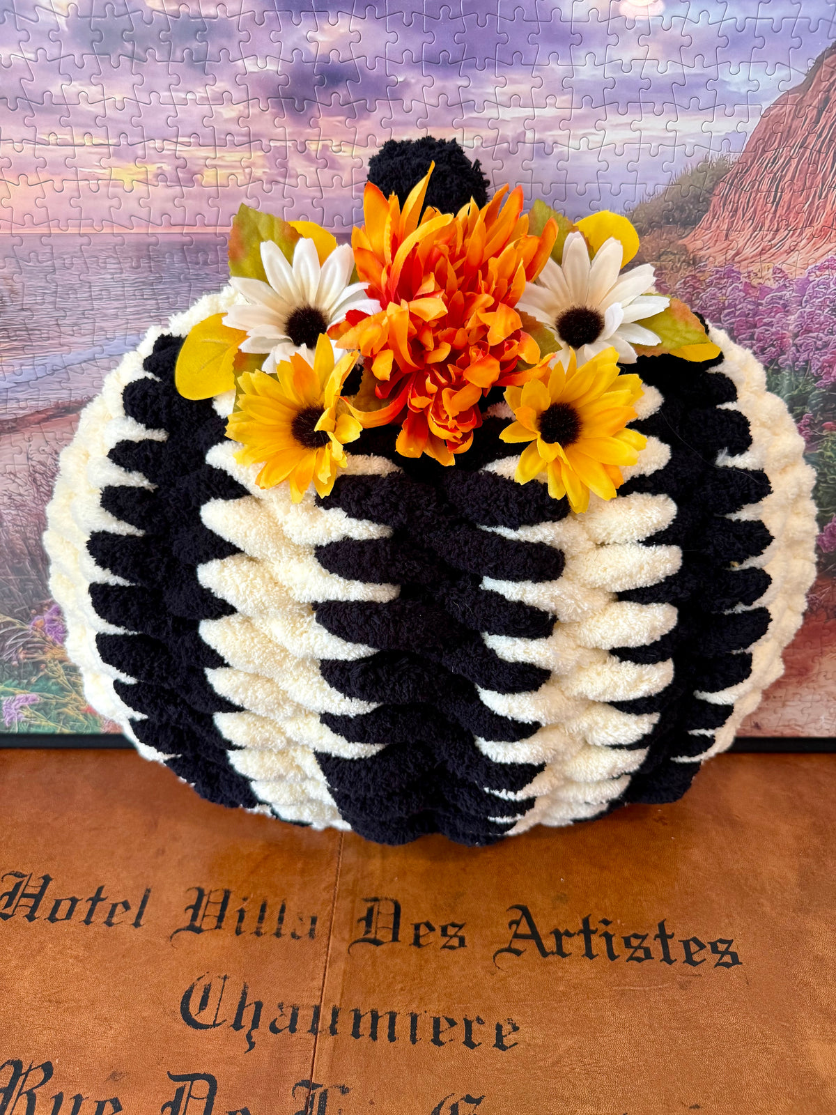 Chunky Yarn Pumpkin Wreath