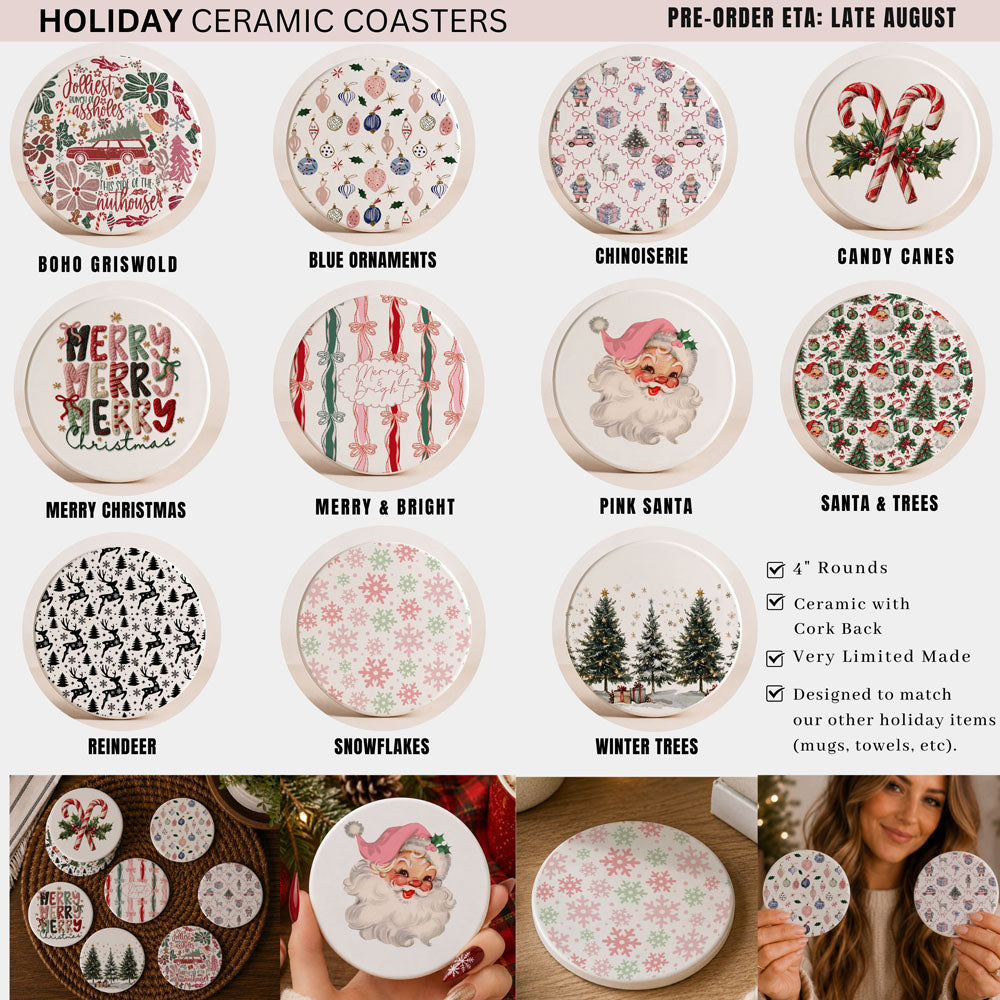 Holiday season drink coaster with Christmas artwork
Christmas kitchen accessories for holiday lovers
Winter holiday drink coaster for cozy homes
Christmas beverage coaster for holiday drinks