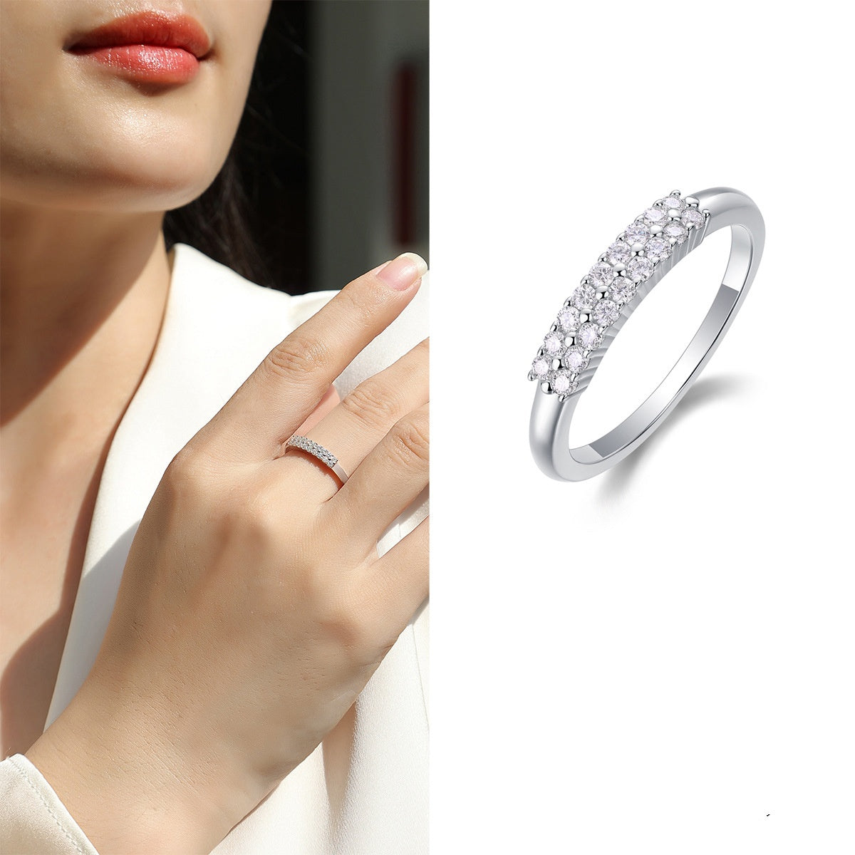 PREORDER: Moissanite Double Stack Ring