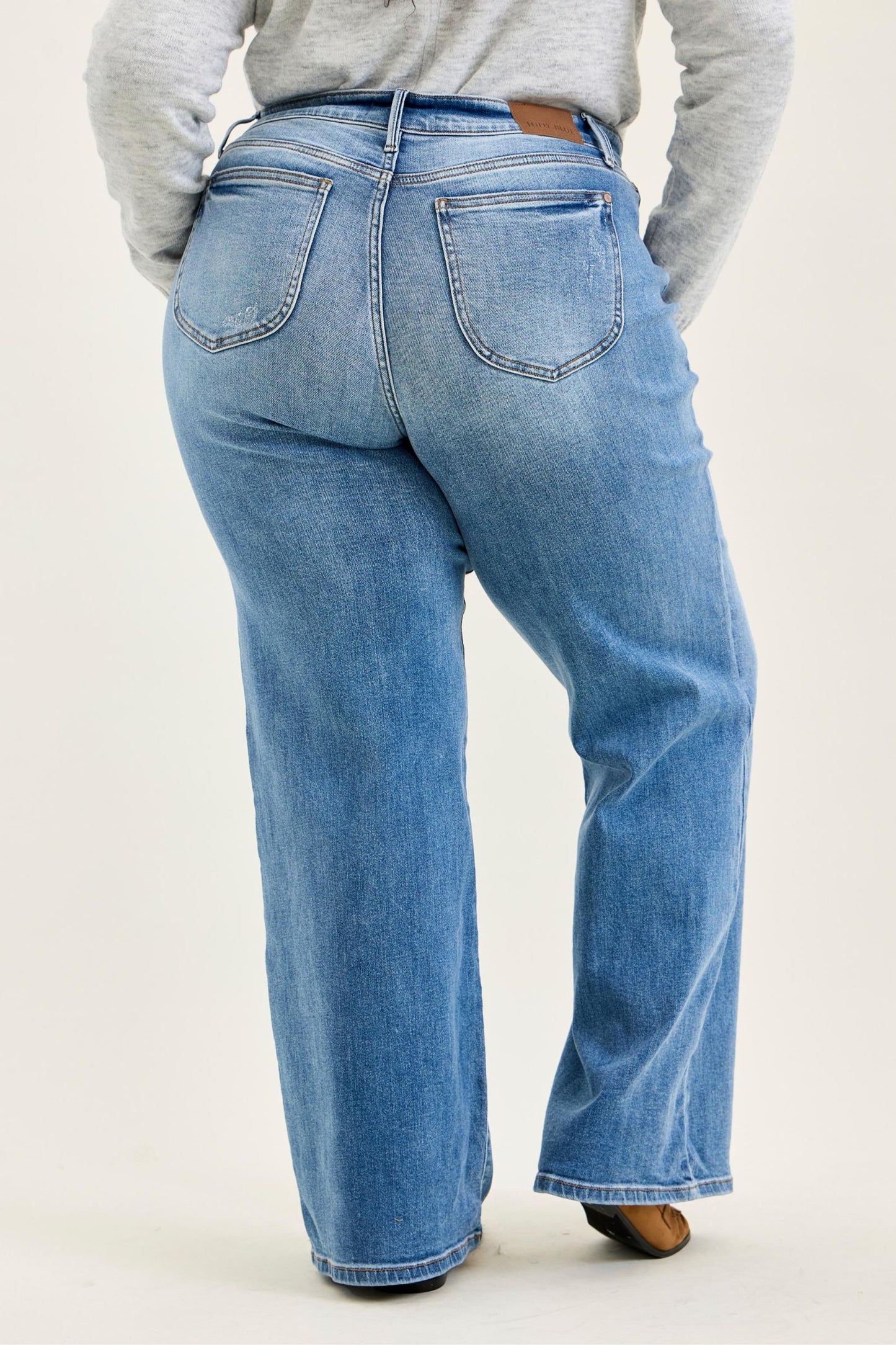 Judy Blue High Waist Vintage Wash Wide Leg Jeans