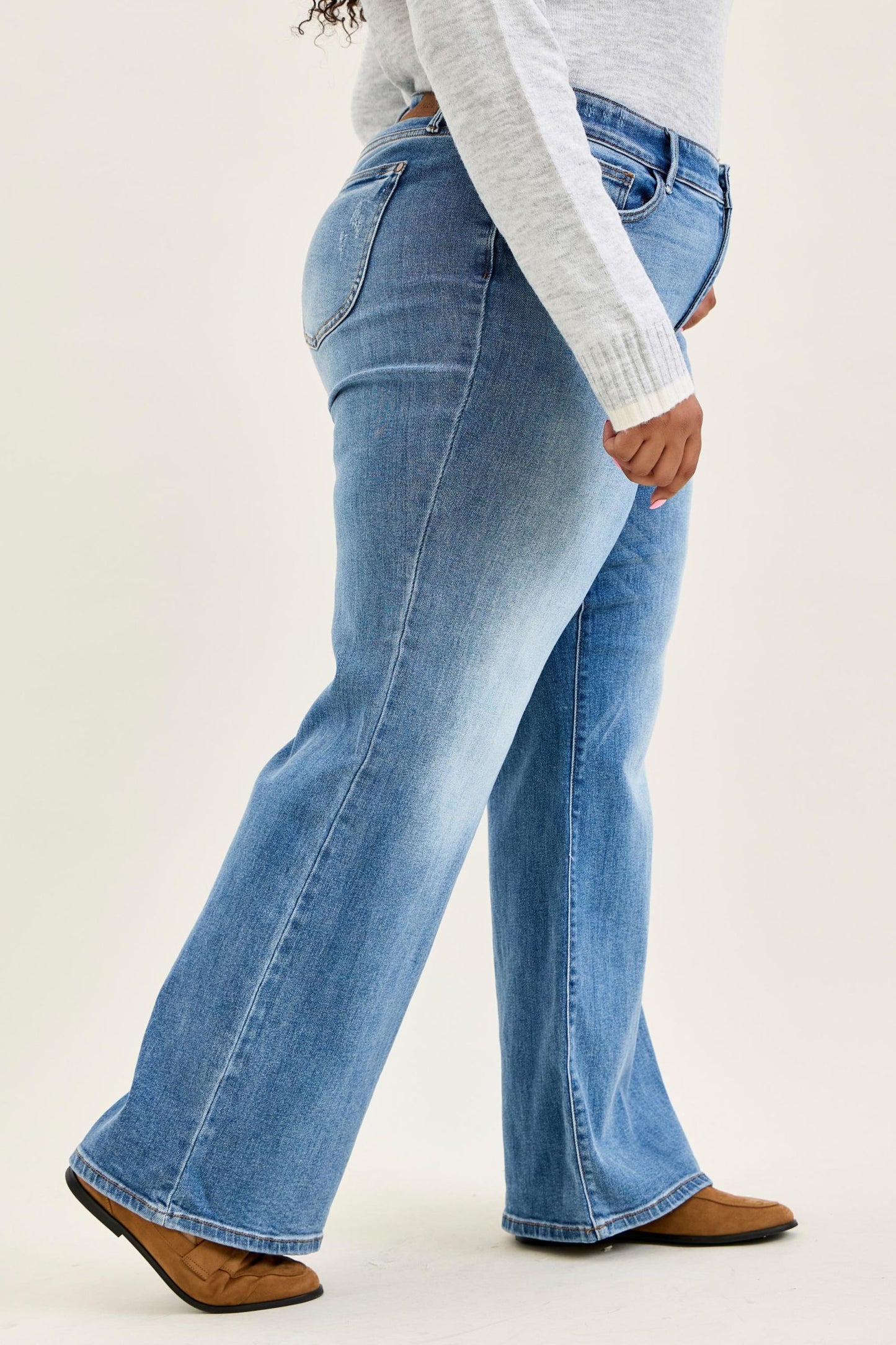 Judy Blue High Waist Vintage Wash Wide Leg Jeans